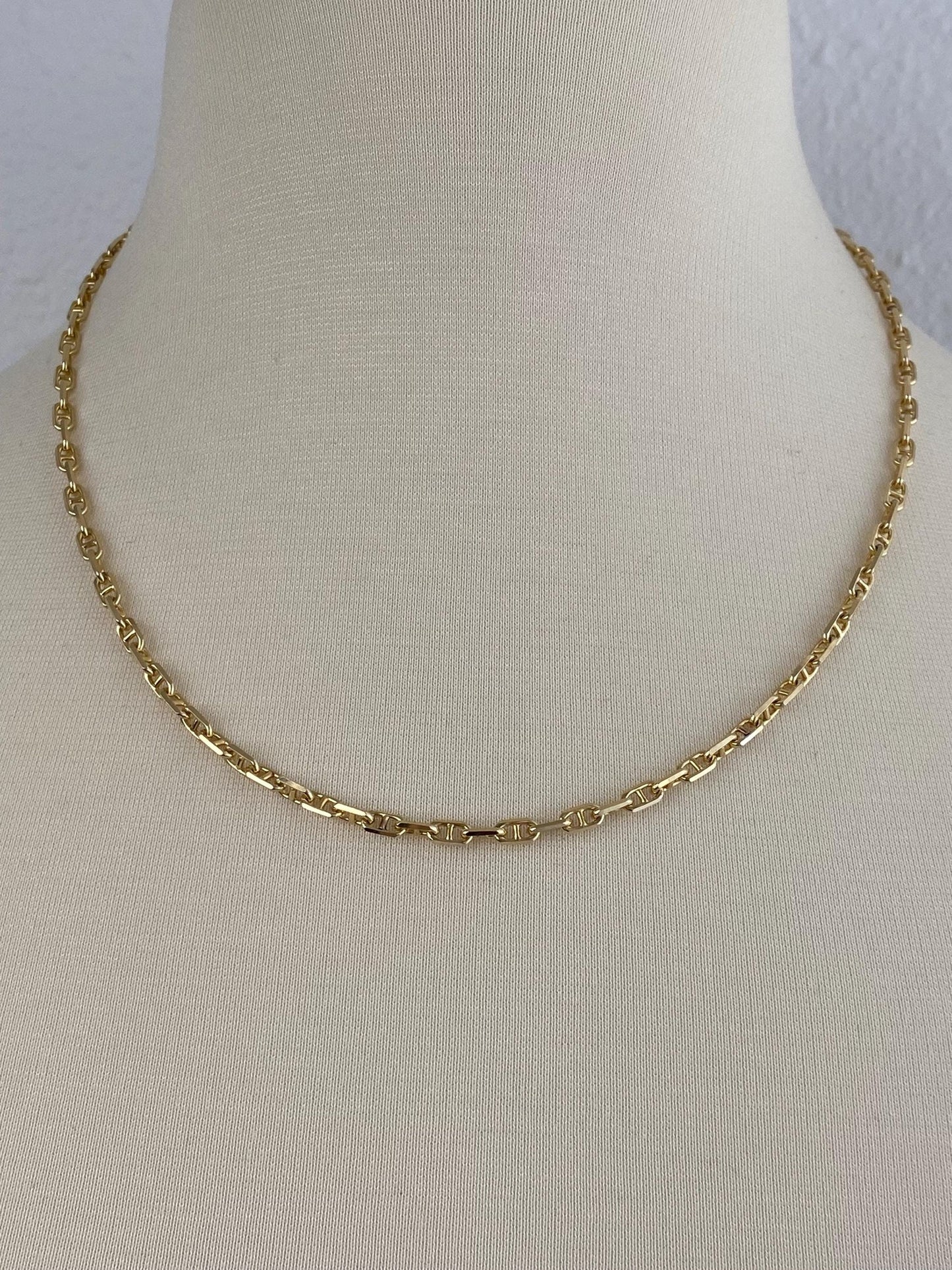 Vintage Solid 14k Yellow Gold Mariner Link Chain Necklace - 20.25 inches