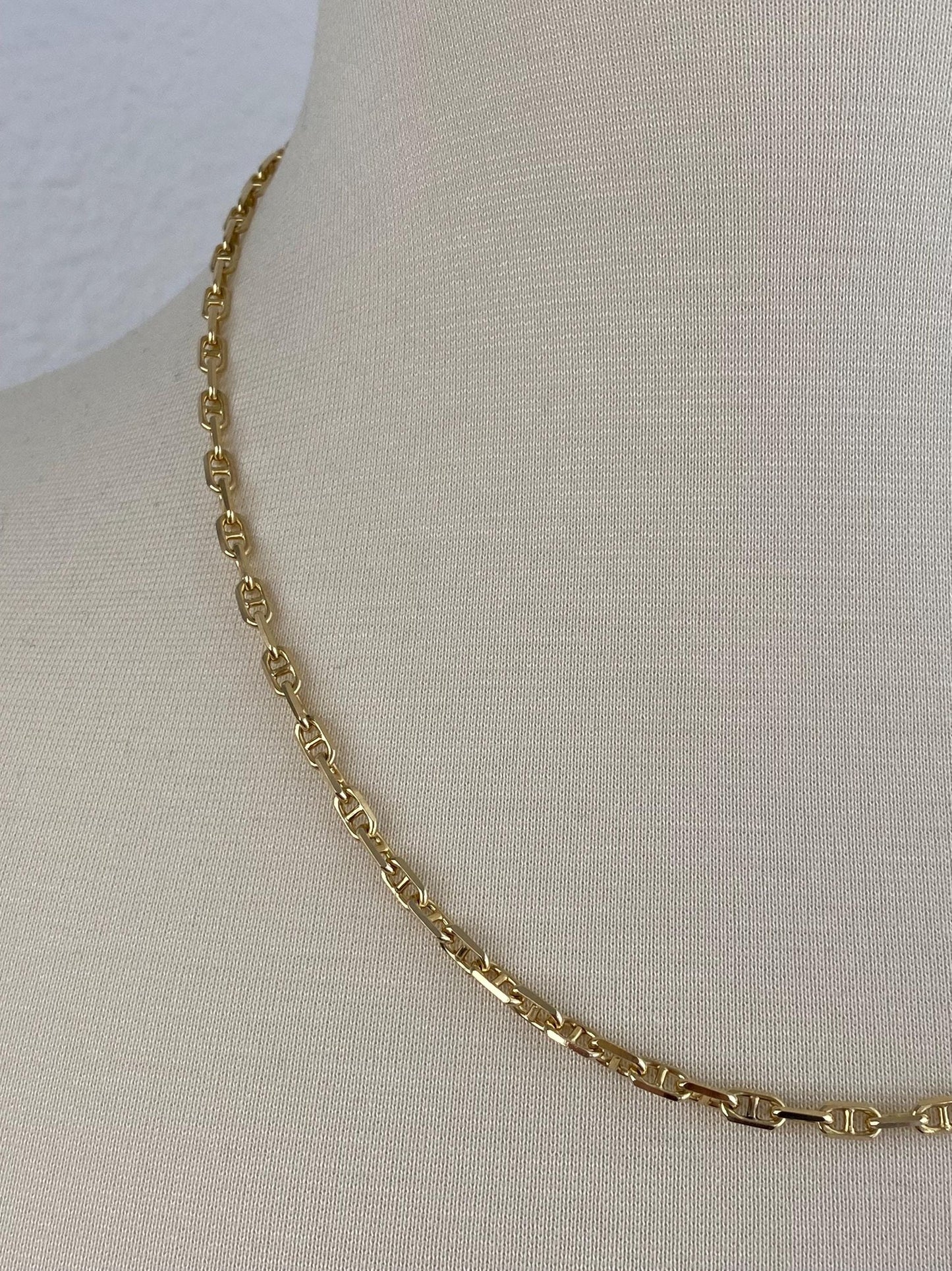 Vintage Solid 14k Yellow Gold Mariner Link Chain Necklace - 20.25 inches