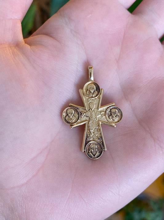 Vintage Solid 14k Yellow Gold Cross Charm