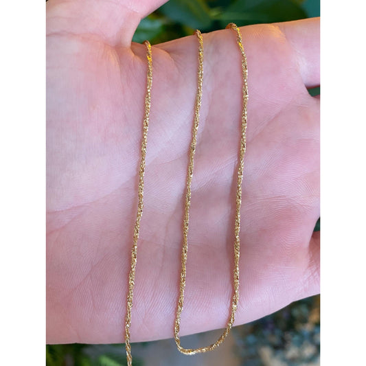 Vintage Solid 14k Yellow Gold Twist Chain Necklace - 15.75 inches
