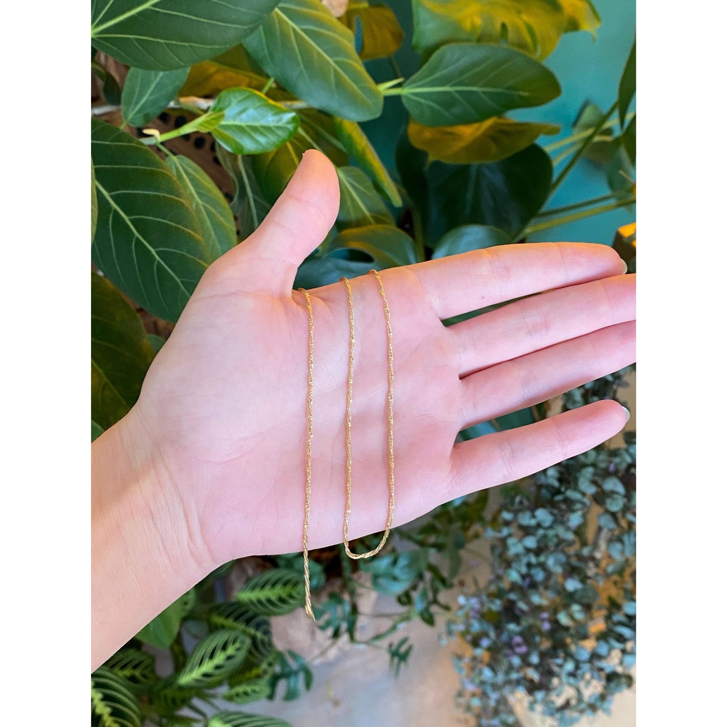 Vintage Solid 14k Yellow Gold Twist Chain Necklace - 15.75 inches