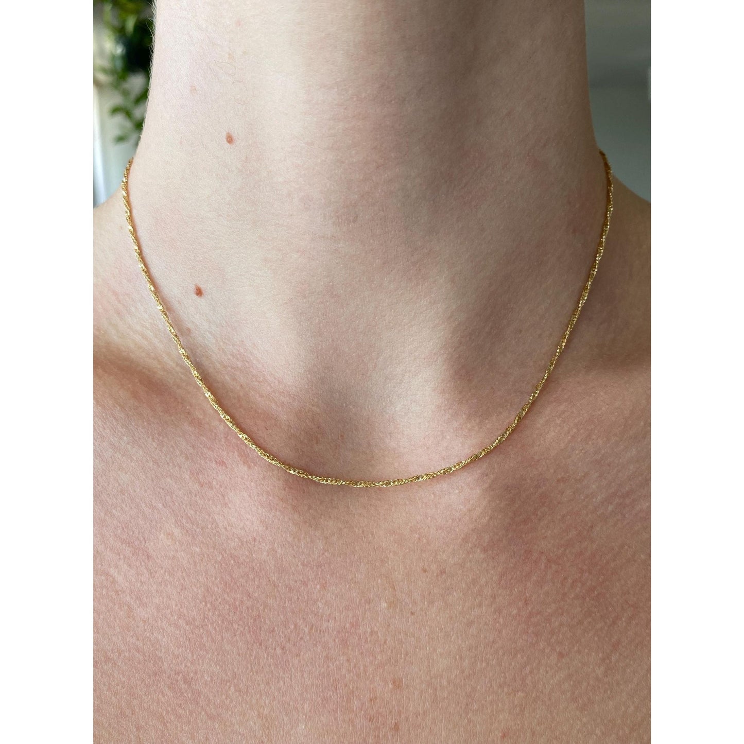 Vintage Solid 14k Yellow Gold Twist Chain Necklace - 15.75 inches