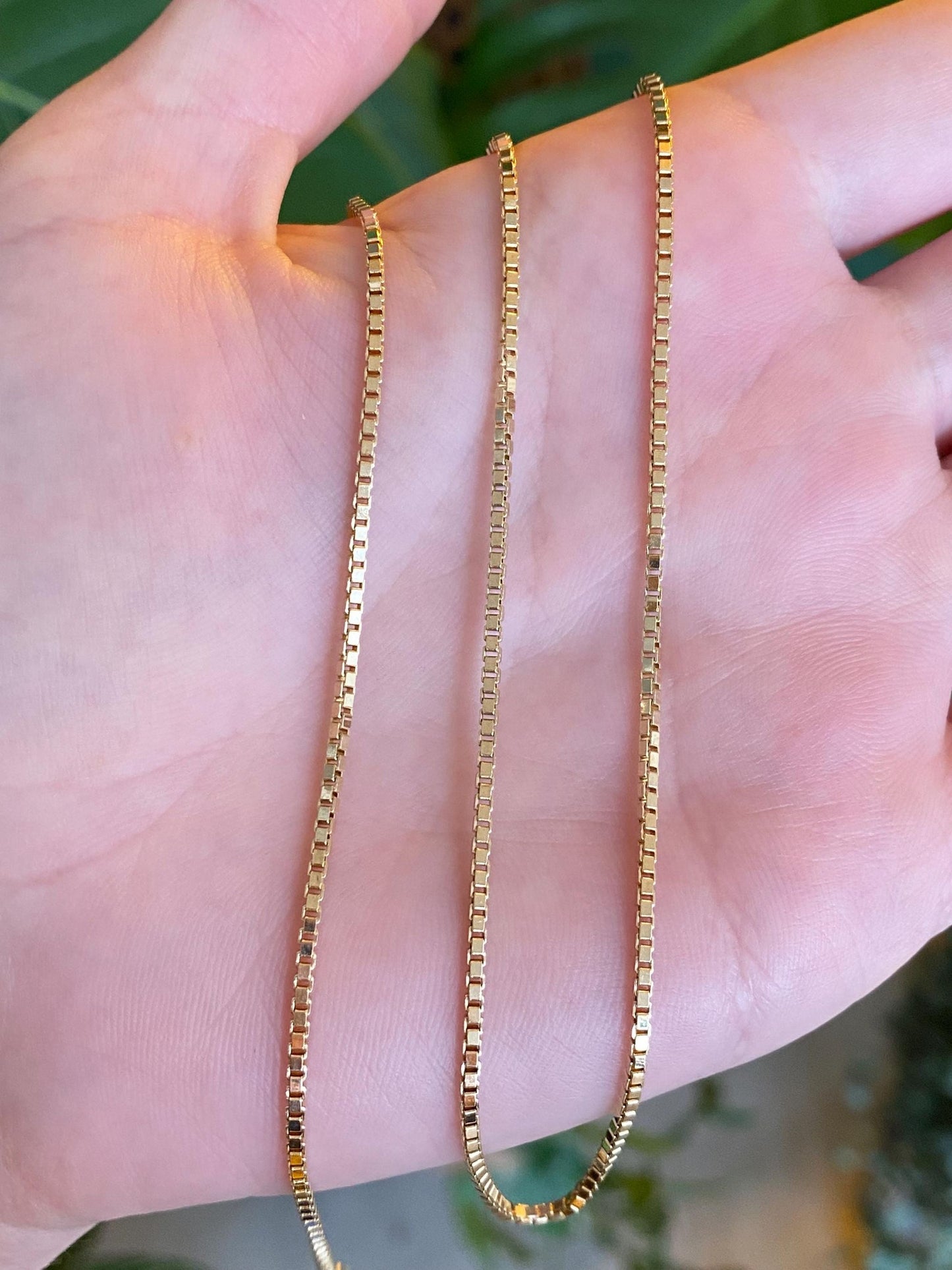 Vintage Solid 14k Yellow Gold Box Chain Necklace - 17.75 inches