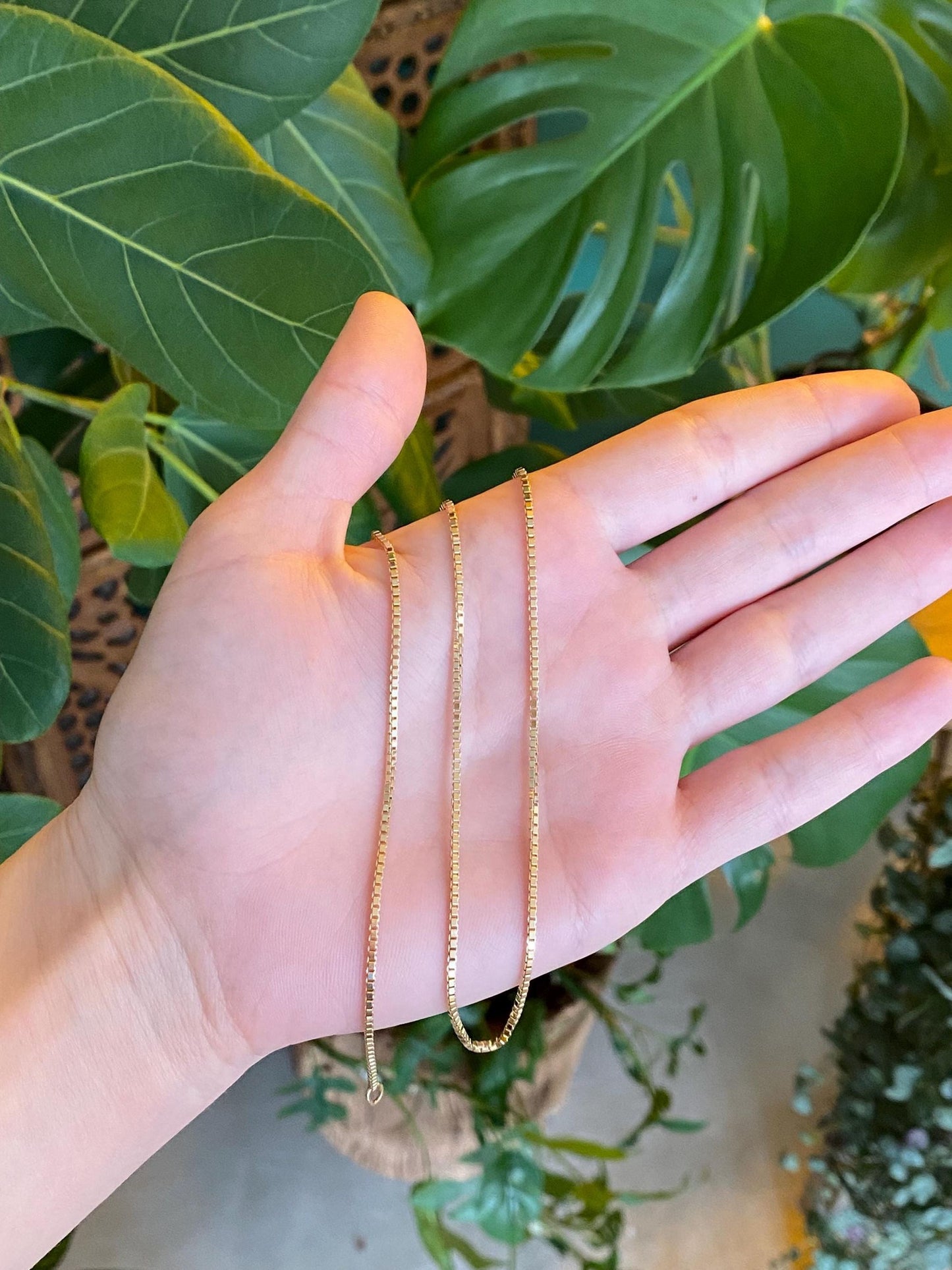 Vintage Solid 14k Yellow Gold Box Chain Necklace - 17.75 inches