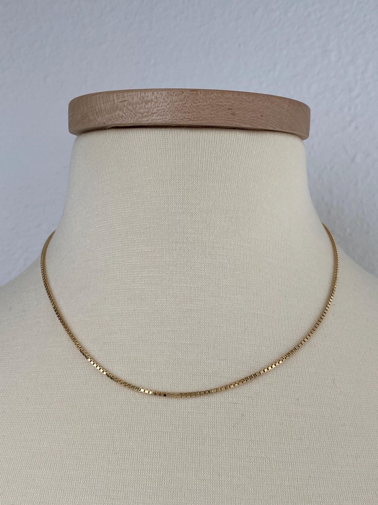Vintage Solid 14k Yellow Gold Box Chain Necklace - 17.75 inches