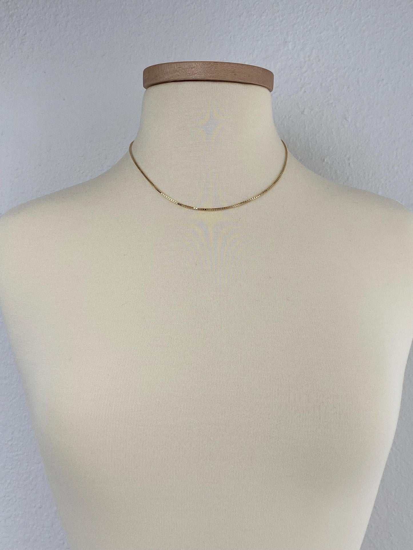 Vintage Solid 14k Yellow Gold Box Chain Necklace - 17.75 inches