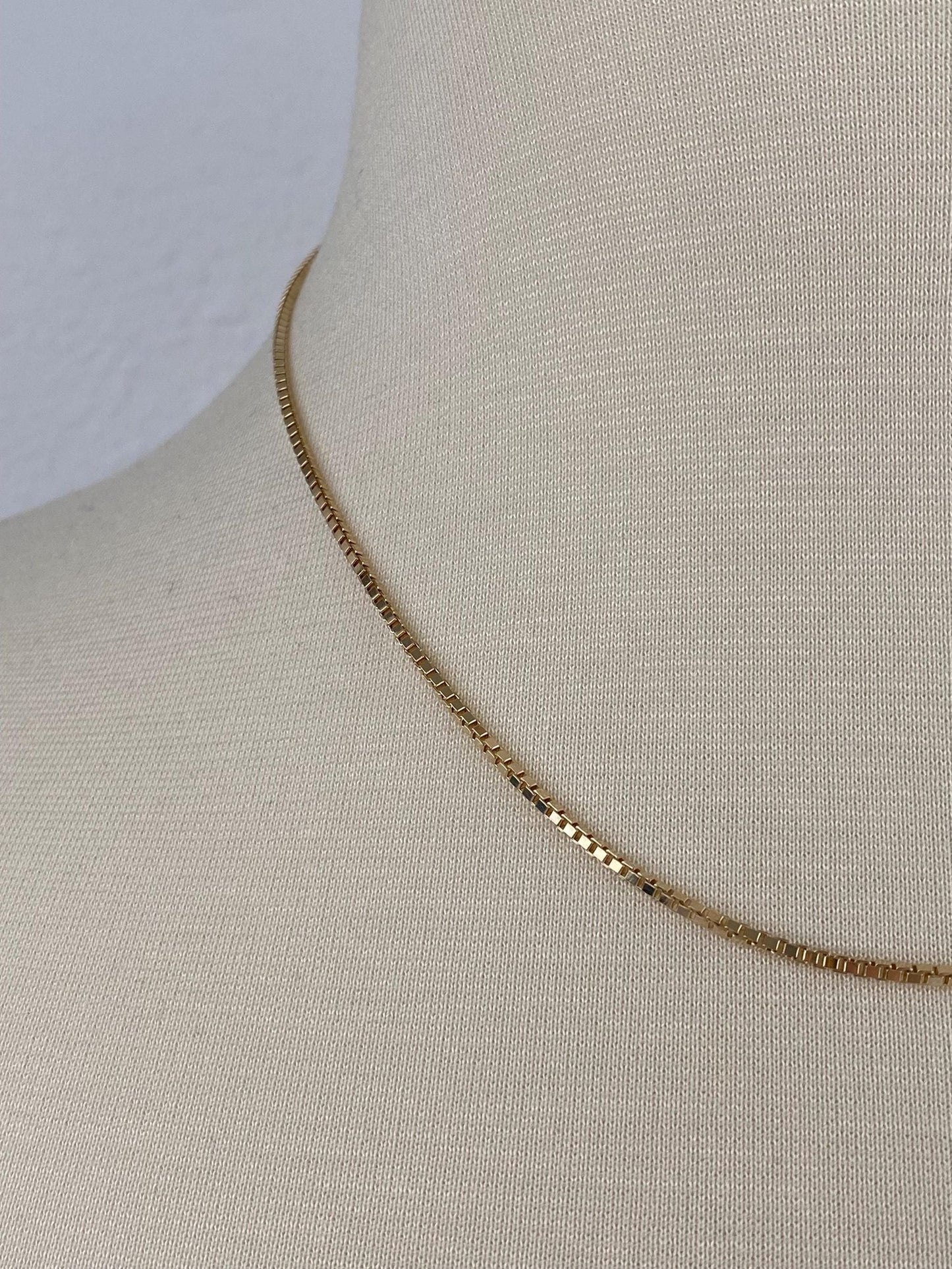 Vintage Solid 14k Yellow Gold Box Chain Necklace - 17.75 inches