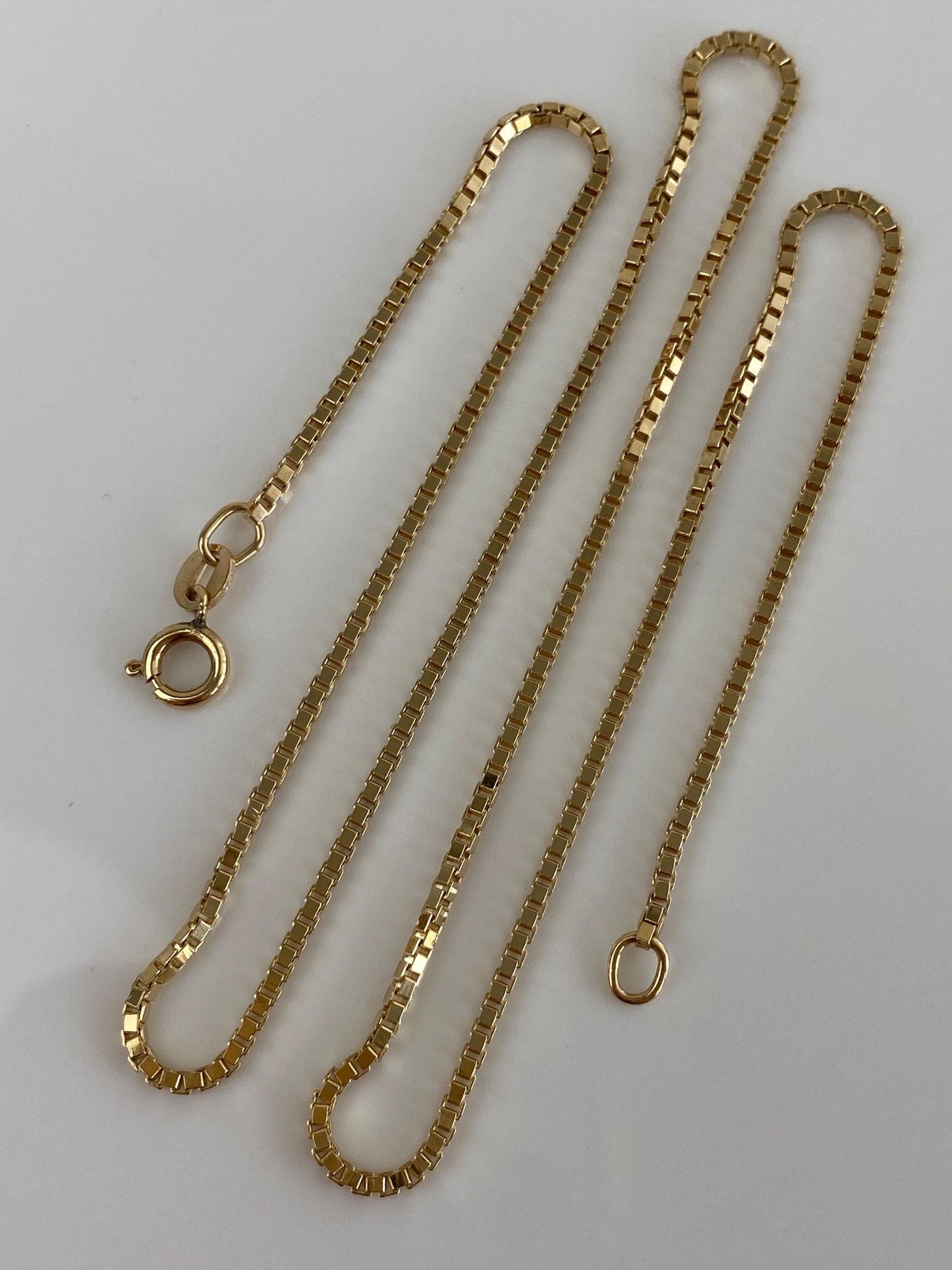 Vintage Solid 14k Yellow Gold Box Chain Necklace - 17.75 inches