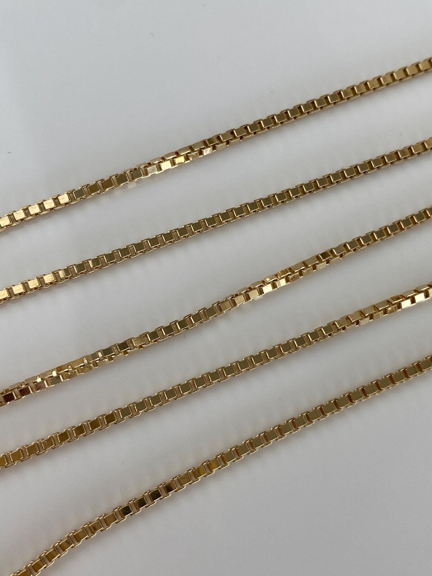 Vintage Solid 14k Yellow Gold Box Chain Necklace - 17.75 inches