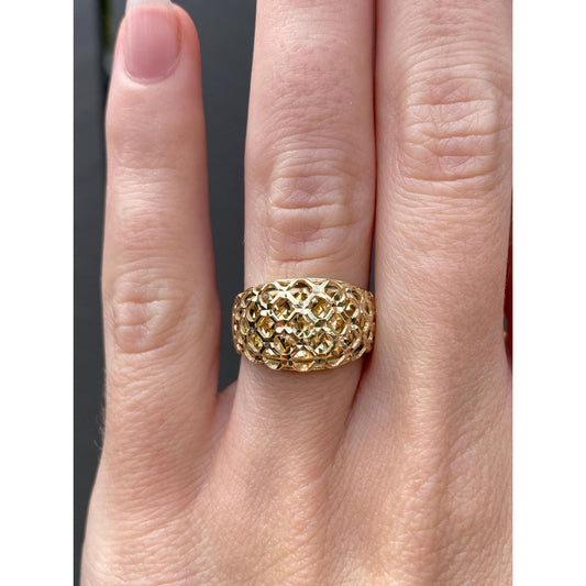 Vintage Solid 14k Yellow Gold Basket Weave Woven Ring - Size 5.75