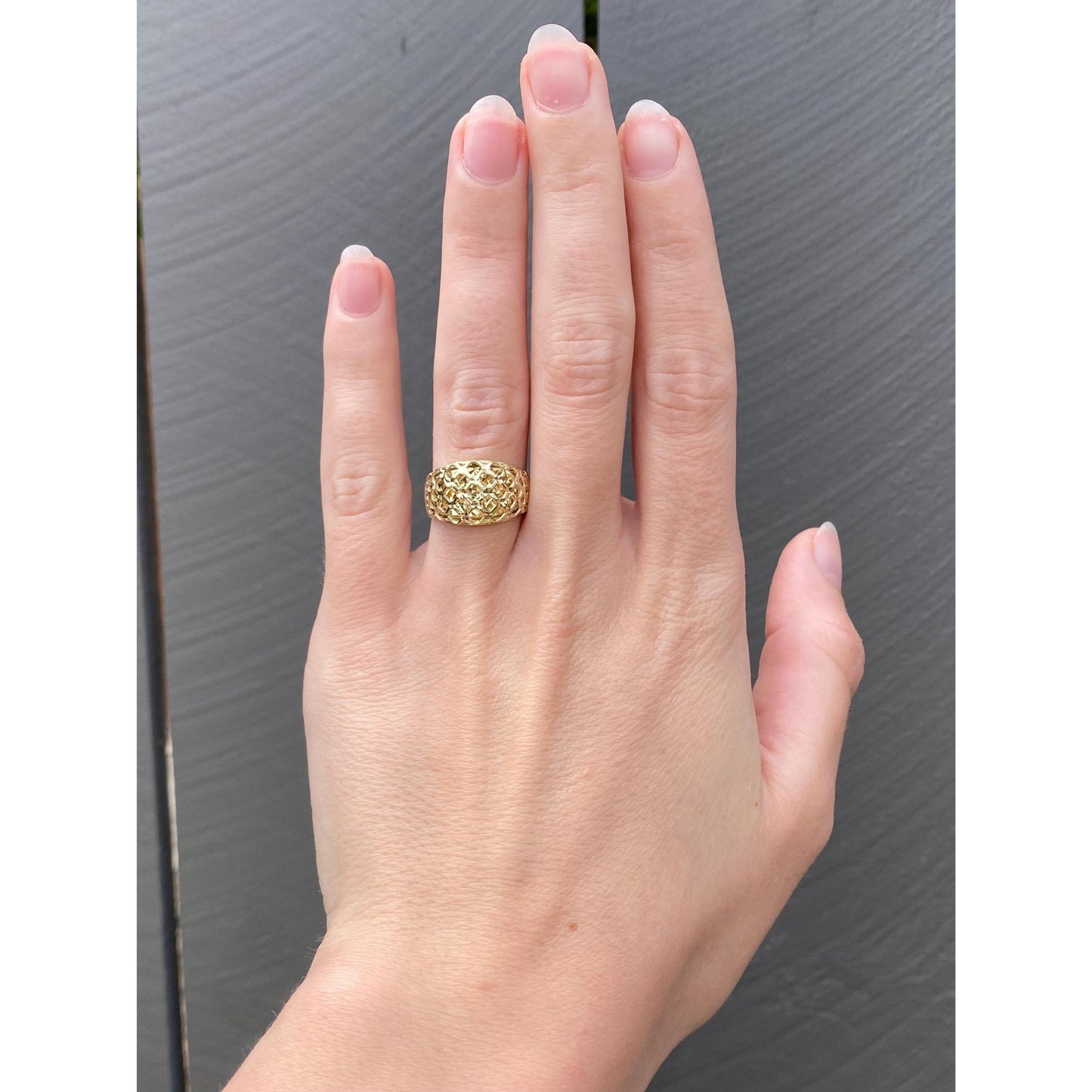 Vintage Solid 14k Yellow Gold Basket Weave Woven Ring - Size 5.75