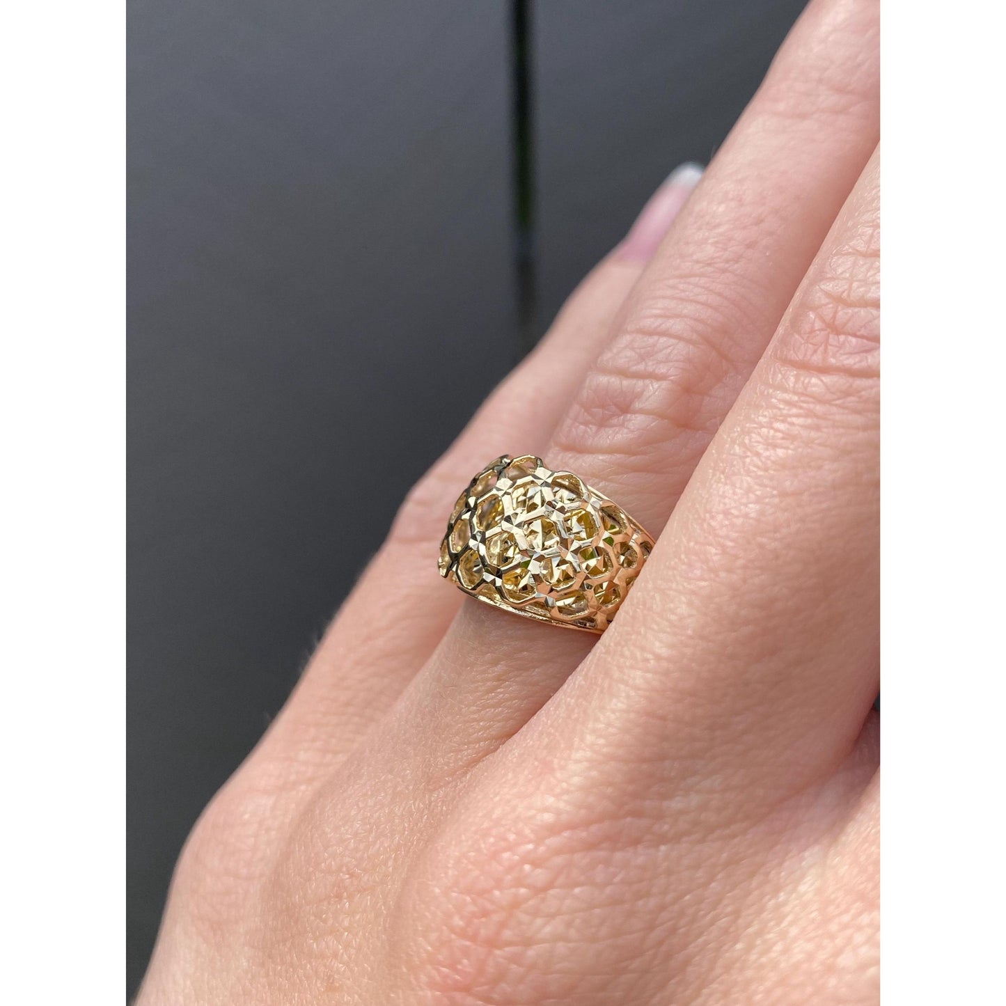Vintage Solid 14k Yellow Gold Basket Weave Woven Ring - Size 5.75
