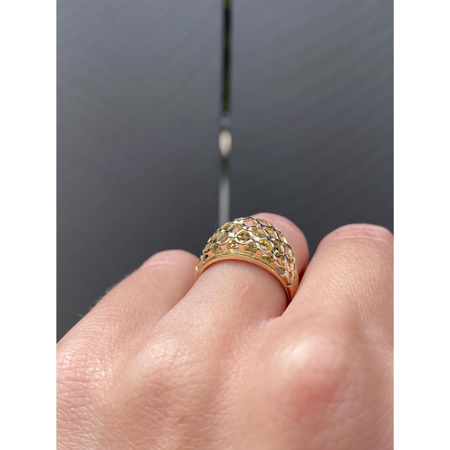 Vintage Solid 14k Yellow Gold Basket Weave Woven Ring - Size 5.75