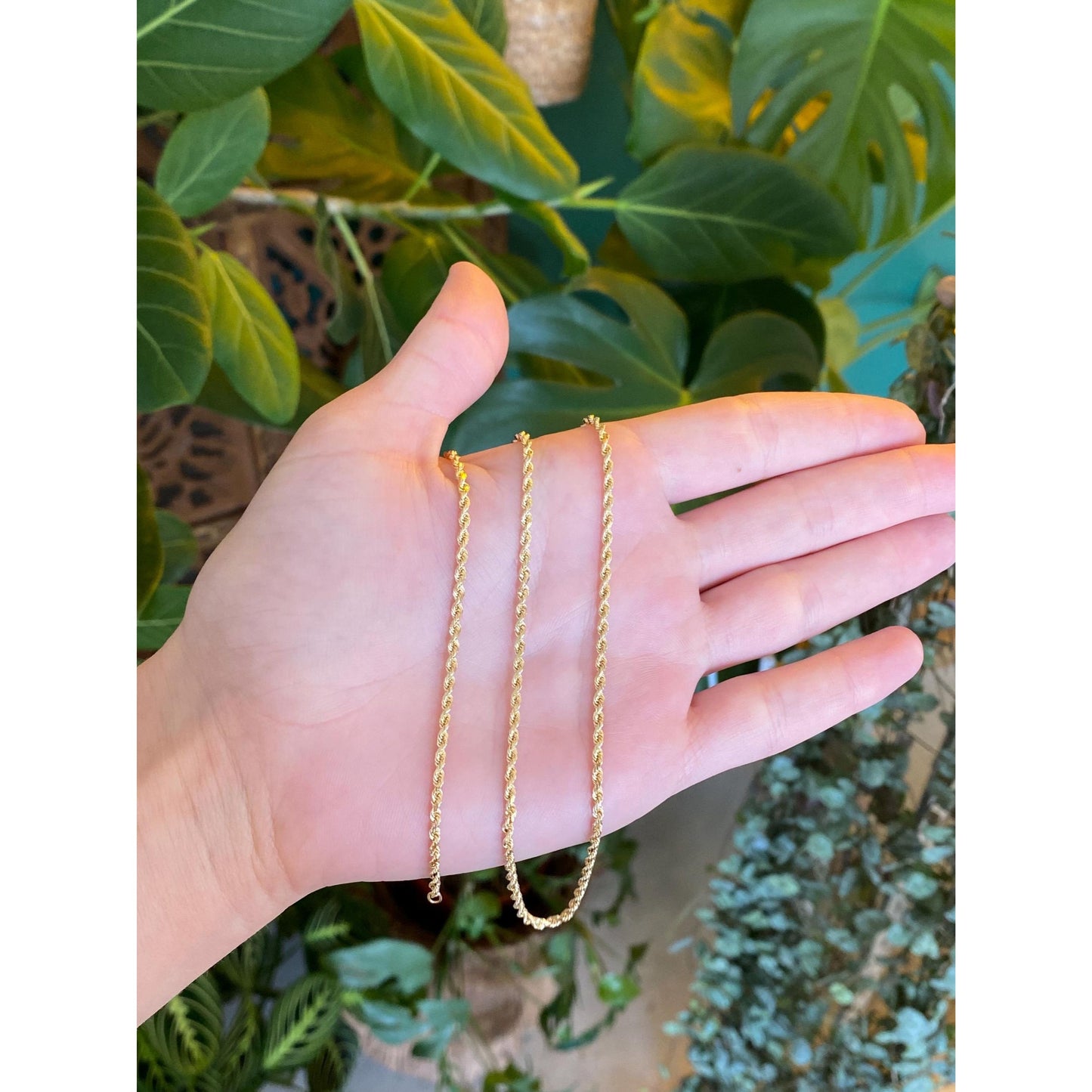Vintage Solid 14k Yellow Gold Rope Chain Necklace - 23.75 inches
