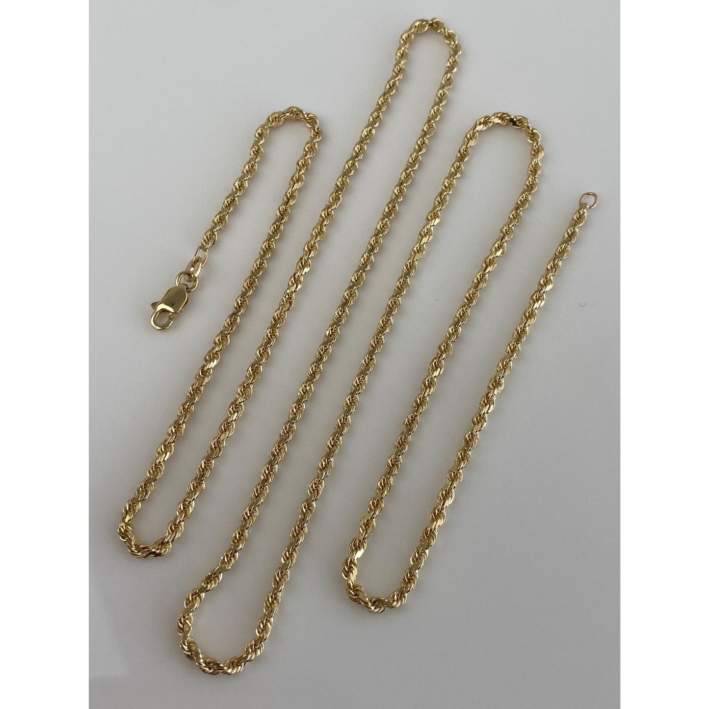 Vintage Solid 14k Yellow Gold Rope Chain Necklace - 23.75 inches