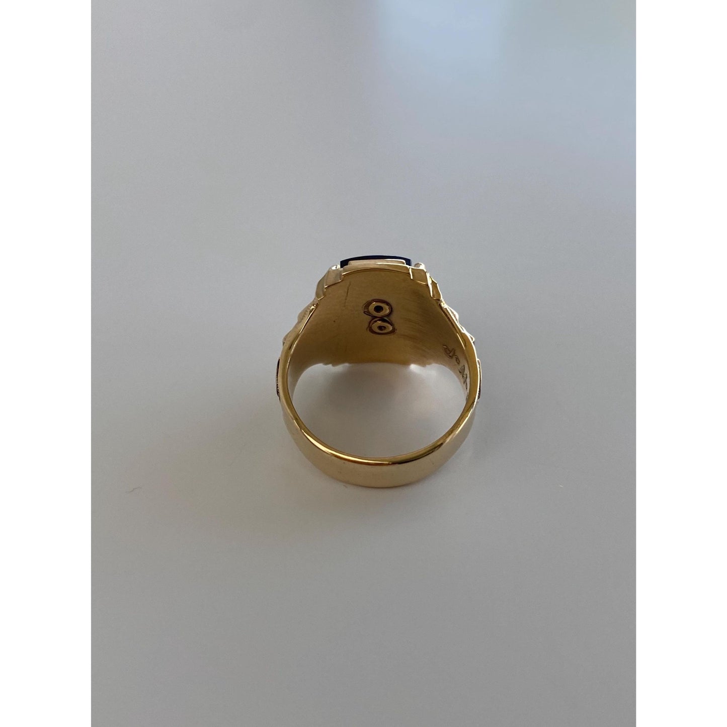 Vintage Solid 10k Yellow Gold Blue Spinel Pittsfield 1957 Class Ring - Size 4