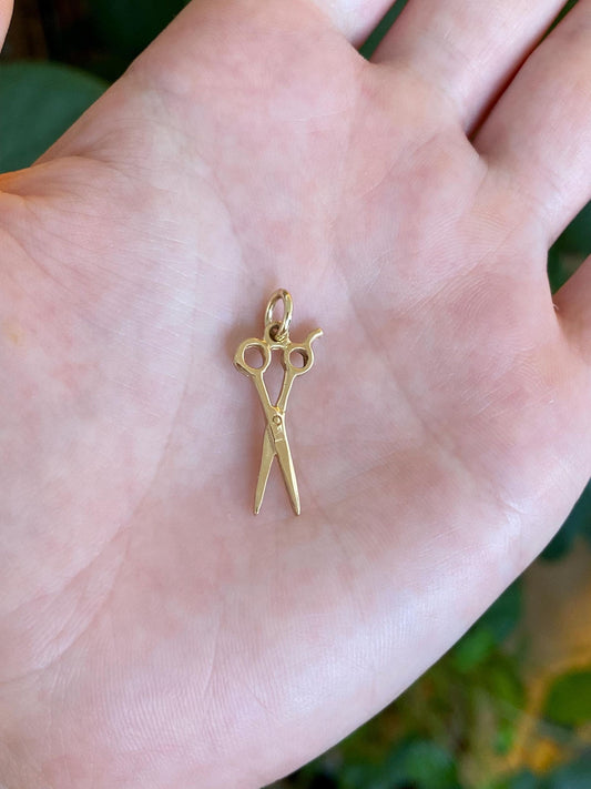 Vintage Solid 14k Yellow Gold Scissors Charm