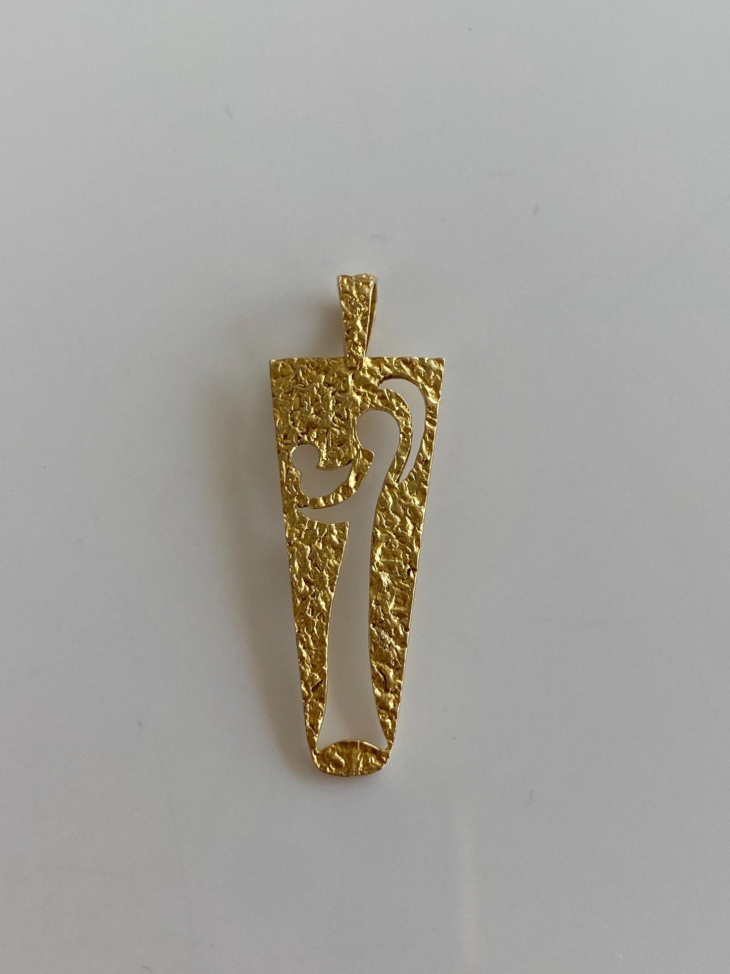 Solid 18k Yellow Gold Textured Abstract Mother Baby Charm