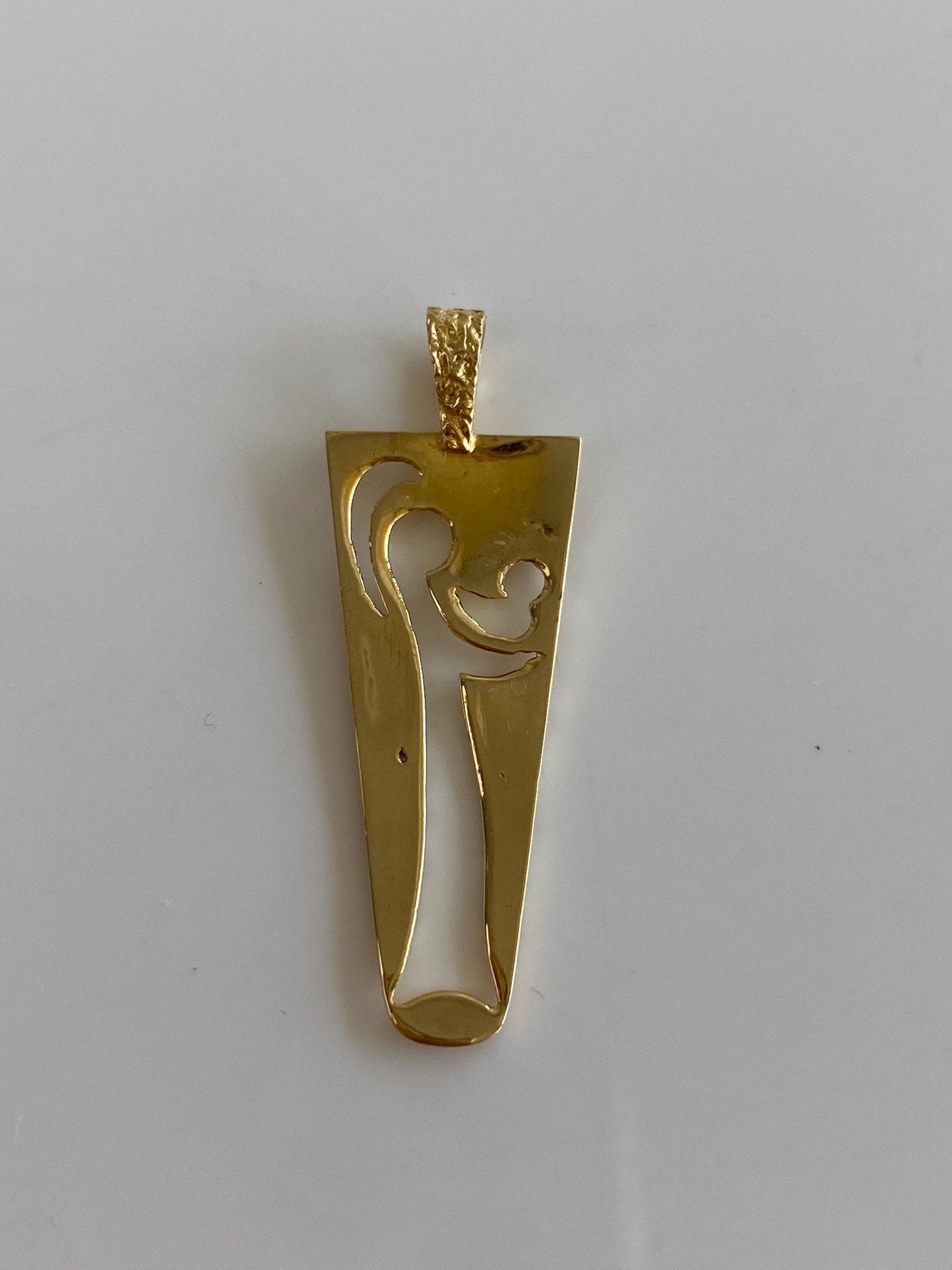 Solid 18k Yellow Gold Textured Abstract Mother Baby Charm