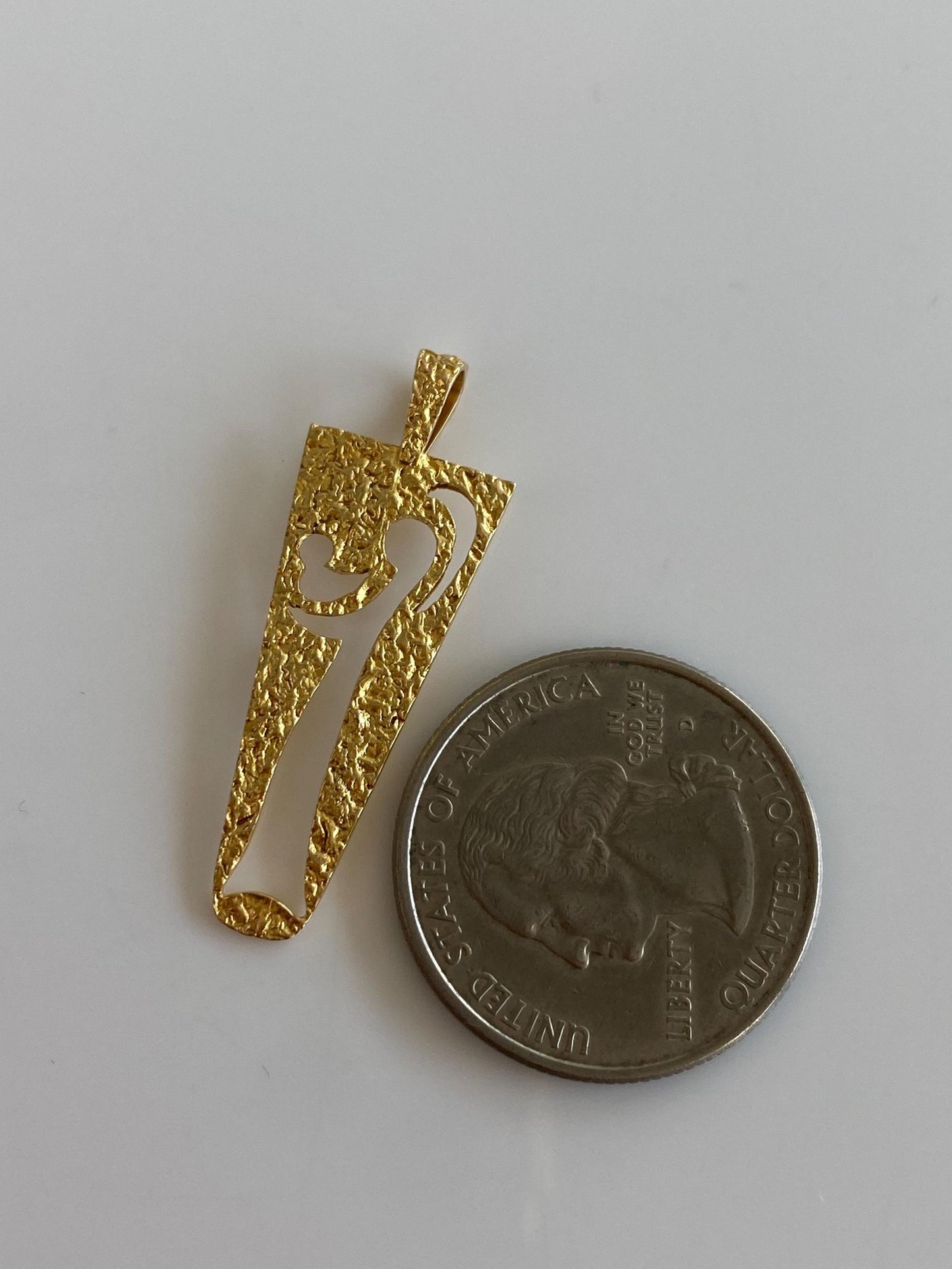 Solid 18k Yellow Gold Textured Abstract Mother Baby Charm