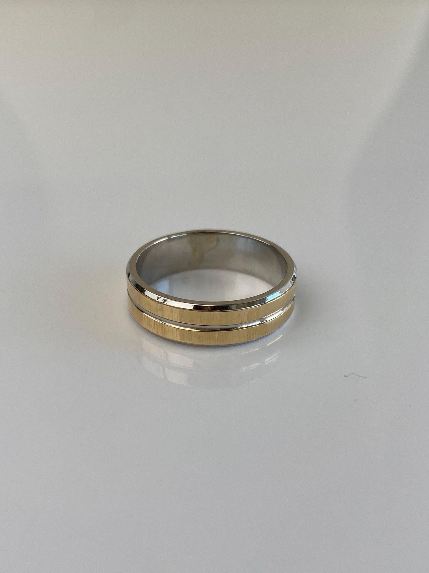 Vintage Solid 14k Yellow Gold & Platinum Ring Band - Size 7.75