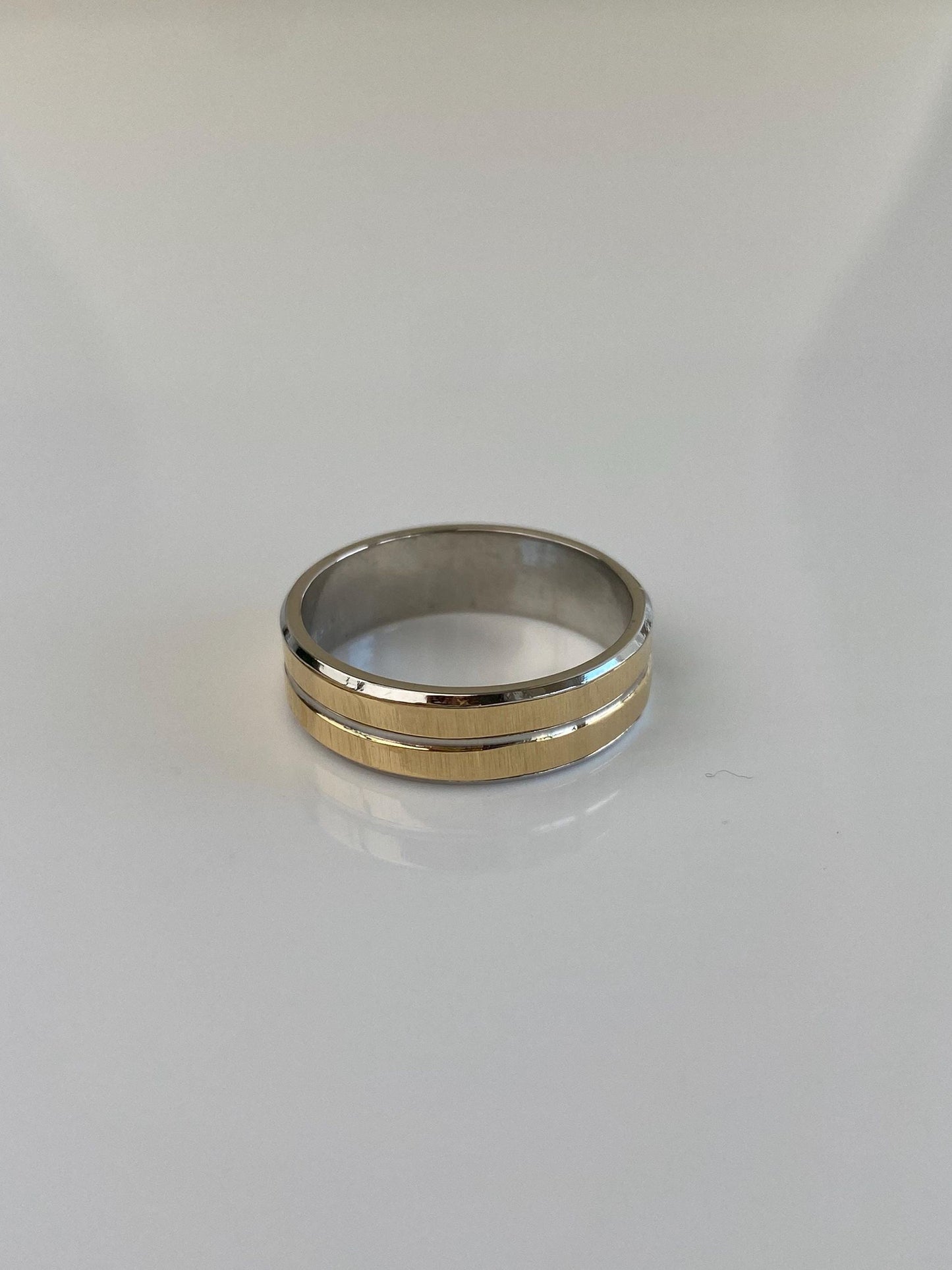 Vintage Solid 14k Yellow Gold & Platinum Ring Band - Size 7.75