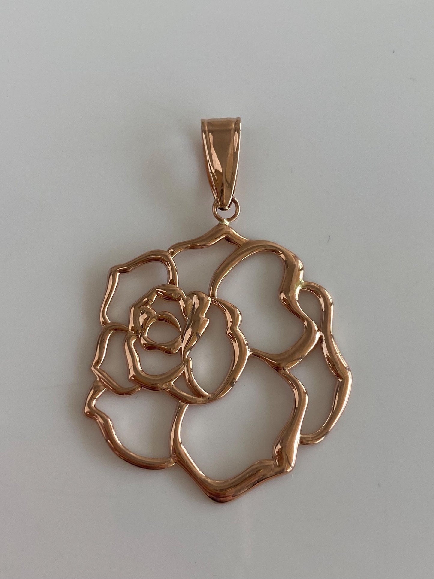 Vintage Solid 14k Rose Gold Open Work Rose Charm