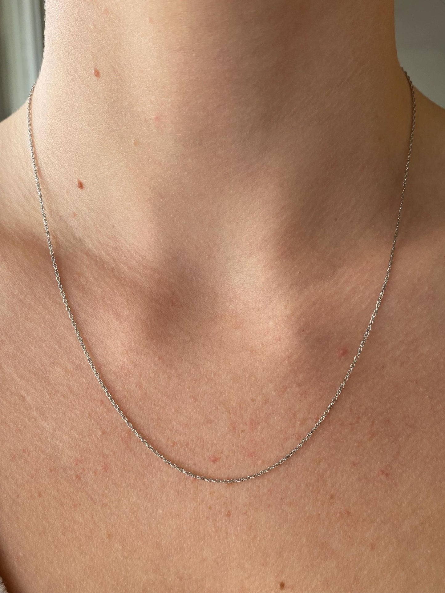 Solid Sterling Silver Dainty Rope Chain Necklace - 18 inches