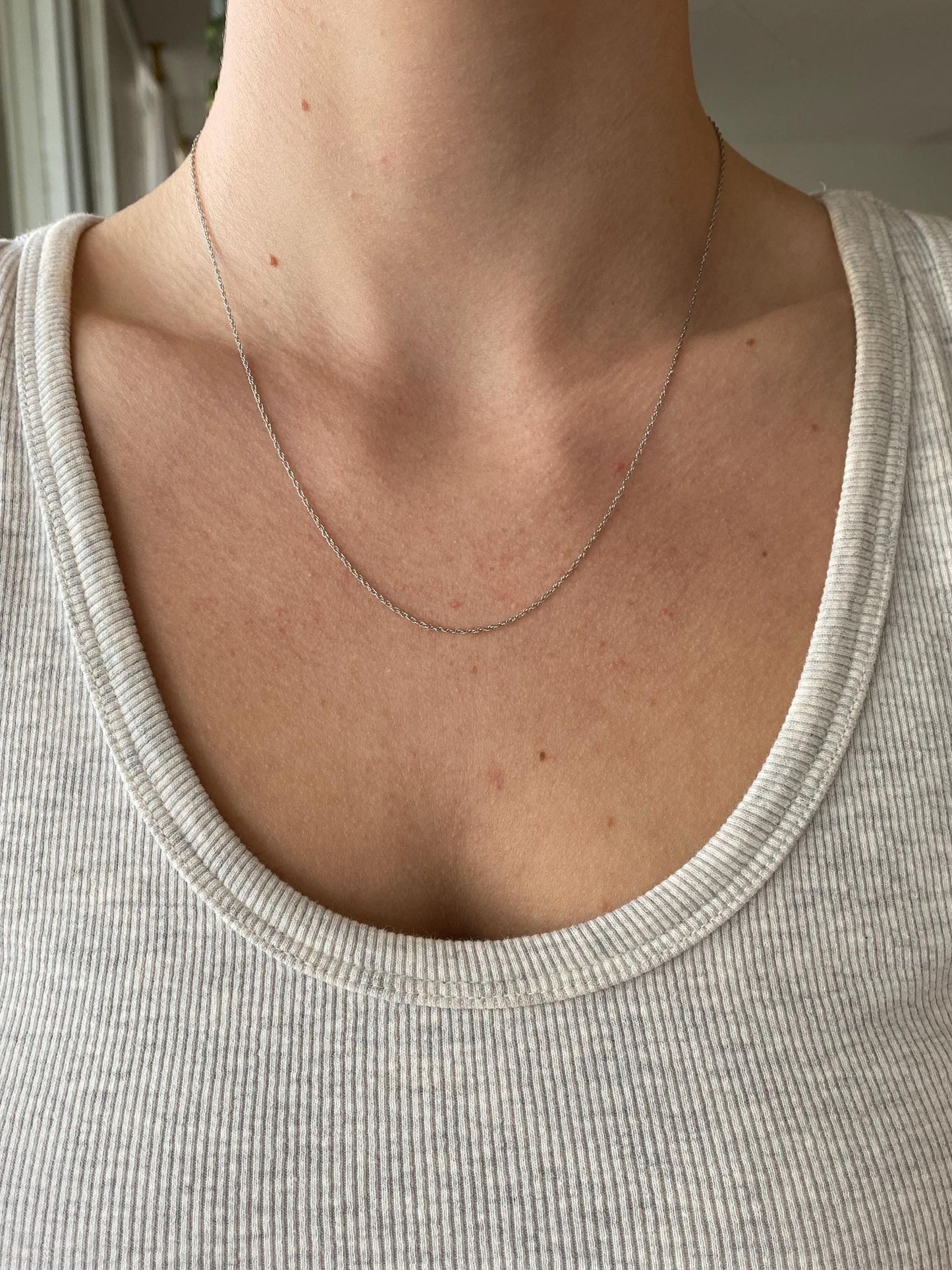 Solid Sterling Silver Dainty Rope Chain Necklace - 18 inches