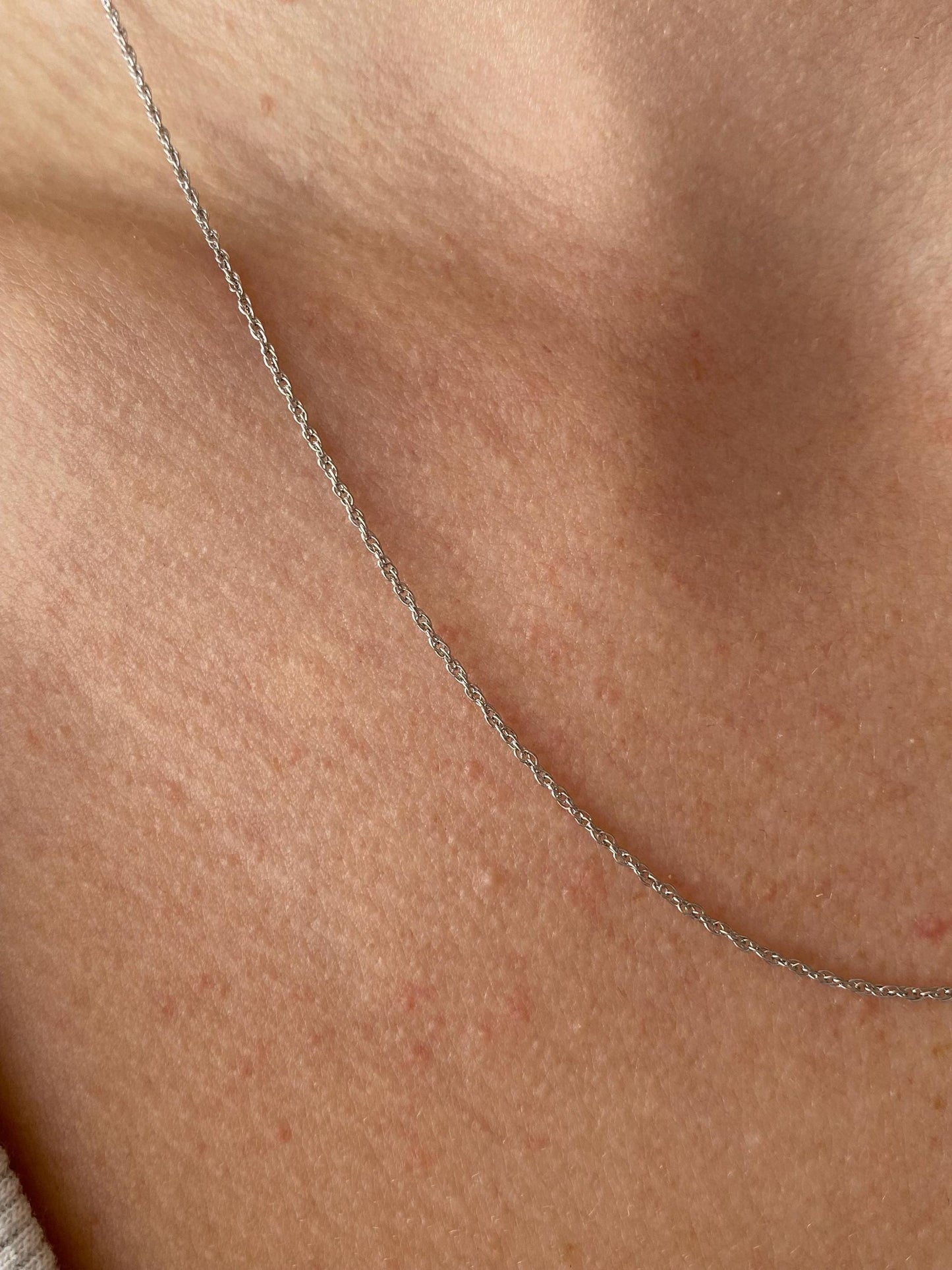 Solid Sterling Silver Dainty Rope Chain Necklace - 18 inches