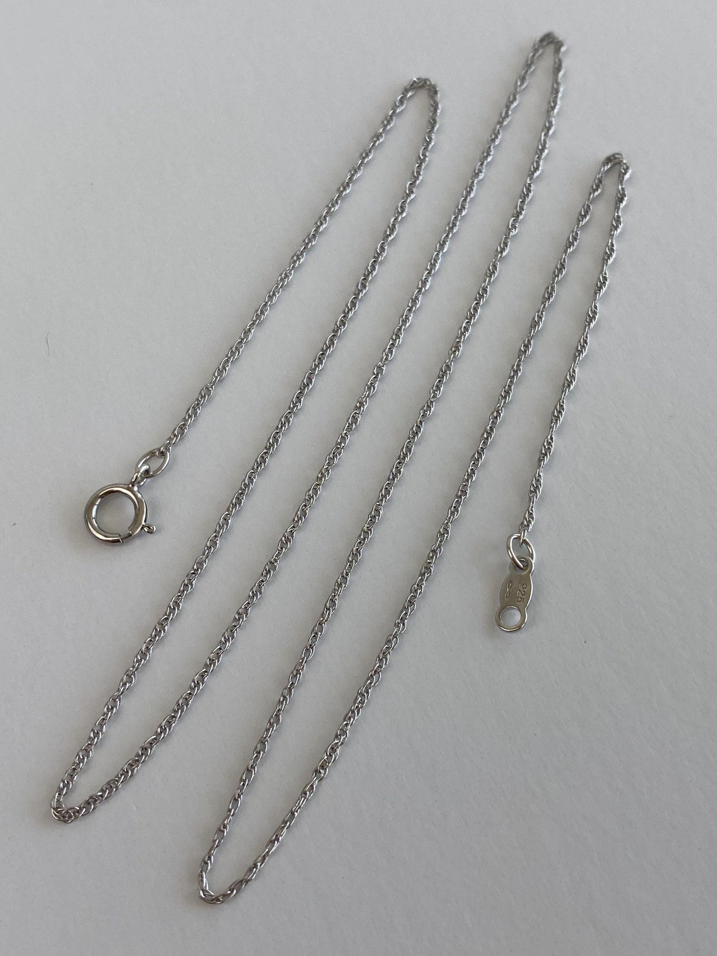 Solid Sterling Silver Dainty Rope Chain Necklace - 18 inches