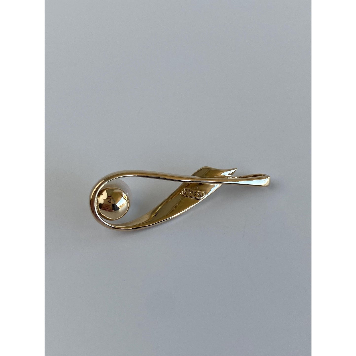 Vintage Solid 14k Yellow Gold Pearl Swoop Slide Charm