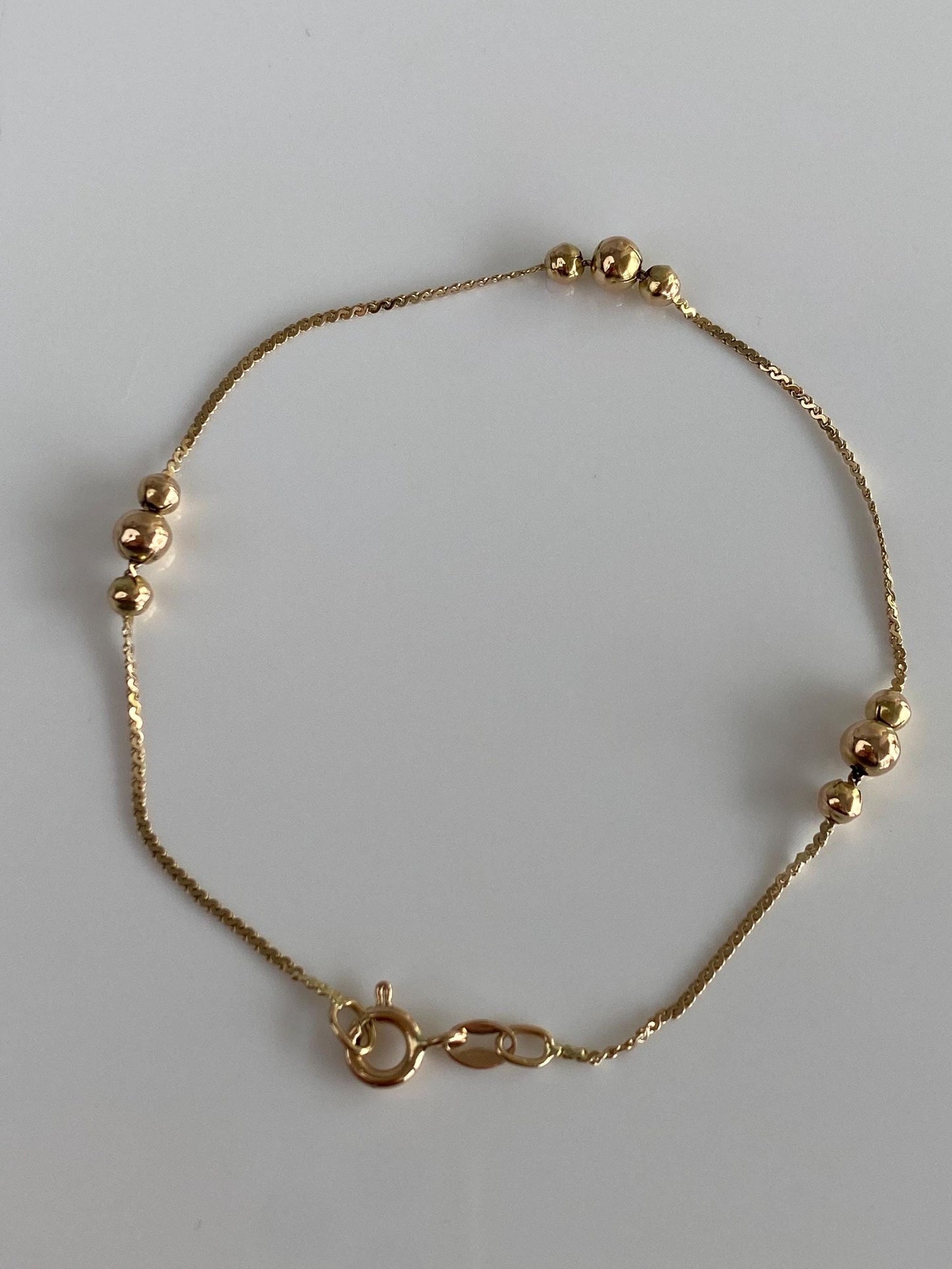 Vintage Solid 14k Yellow Gold Gold Ball Serpentine Chain Bracelet - 8 inches