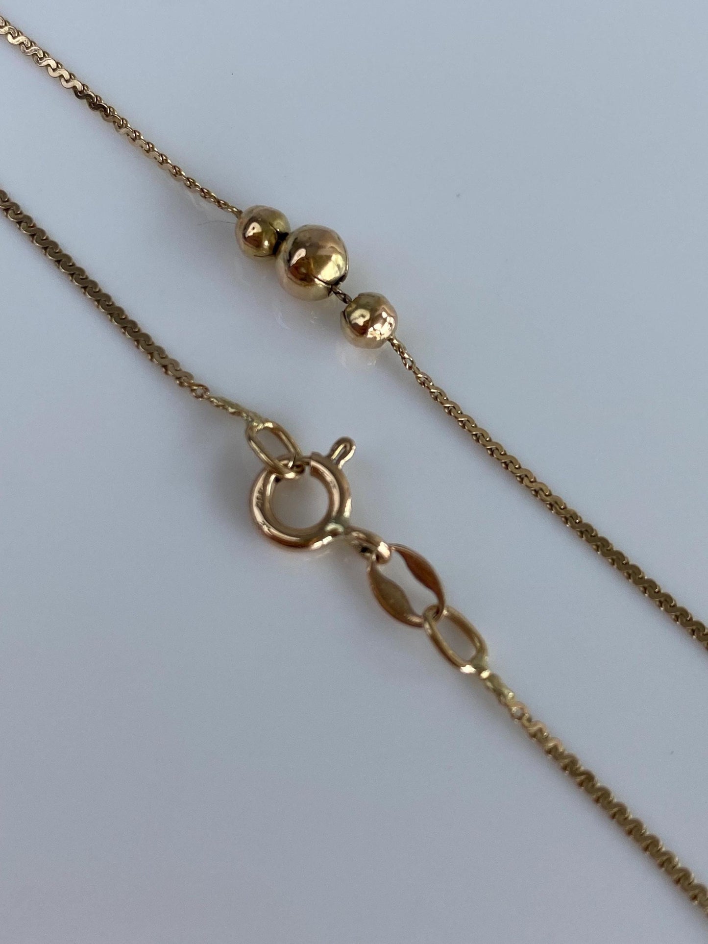 Vintage Solid 14k Yellow Gold Gold Ball Serpentine Chain Bracelet - 8 inches
