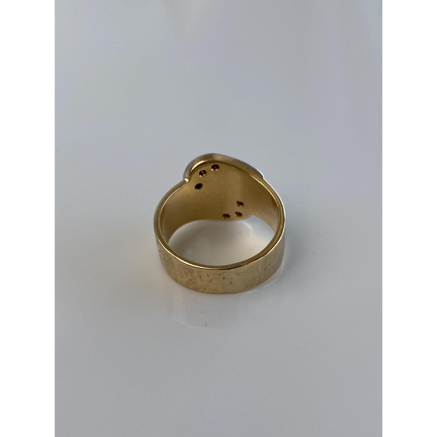 Vintage Solid 14k White & Yellow Gold Diamond Design Ring Band - Size 5.5