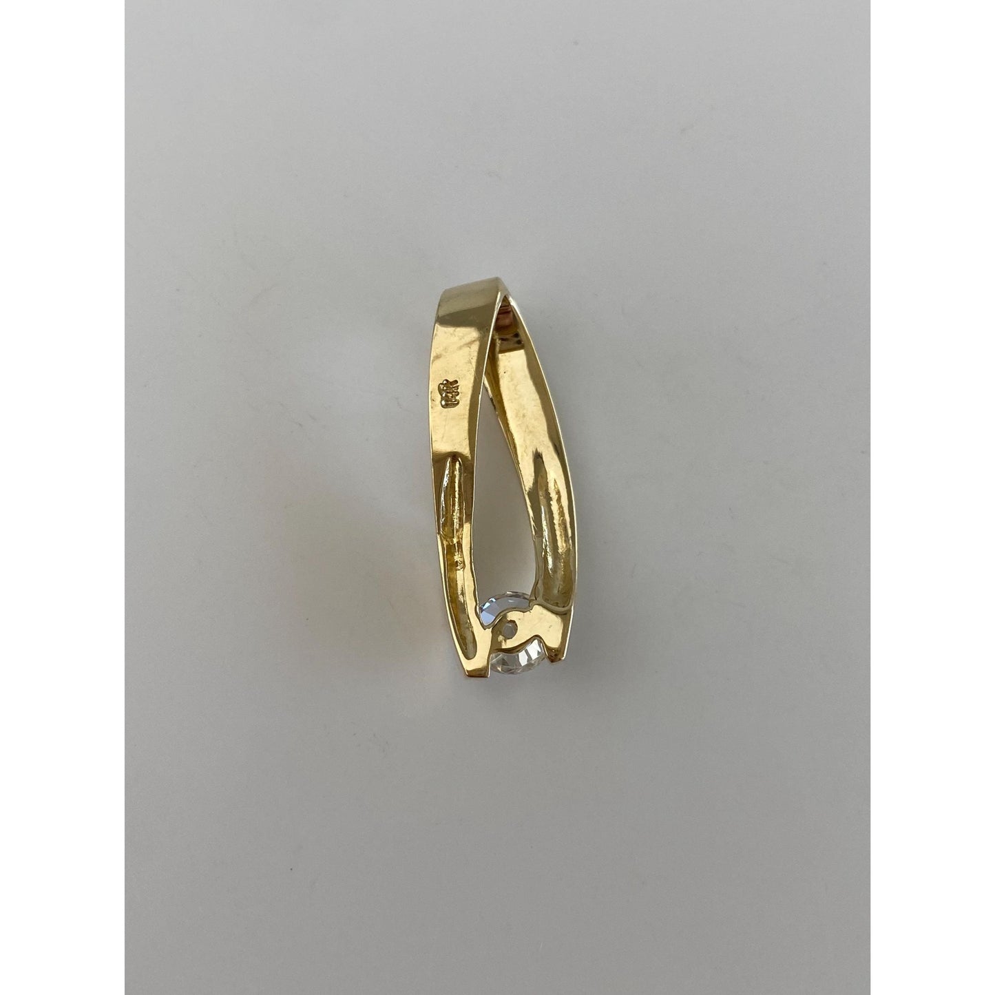 Vintage Solid 14k Yellow Gold Clear Cubic Zirconia Slide Charm