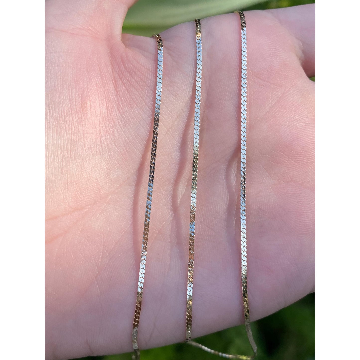 Vintage Solid 14k Yellow Gold Long Flat Chain Necklace - 23.75 inches