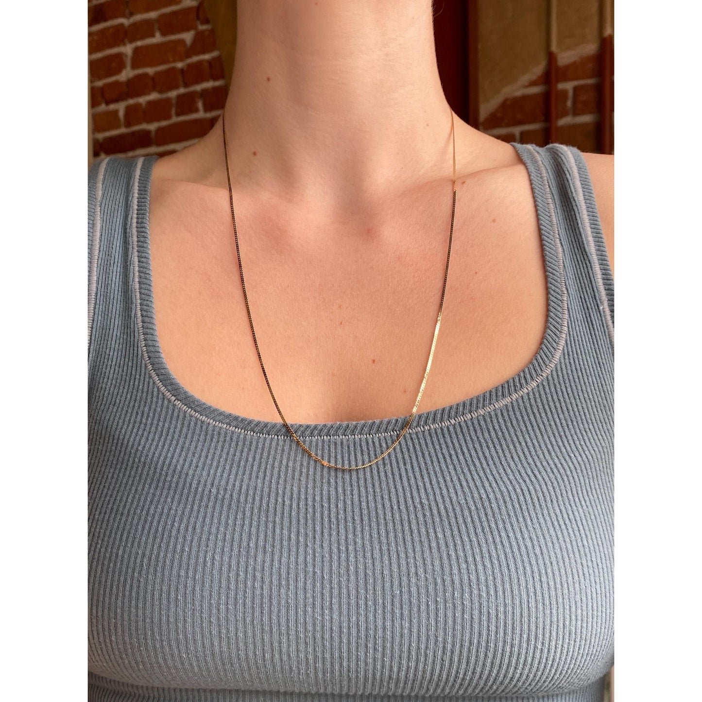 Vintage Solid 14k Yellow Gold Long Flat Chain Necklace - 23.75 inches