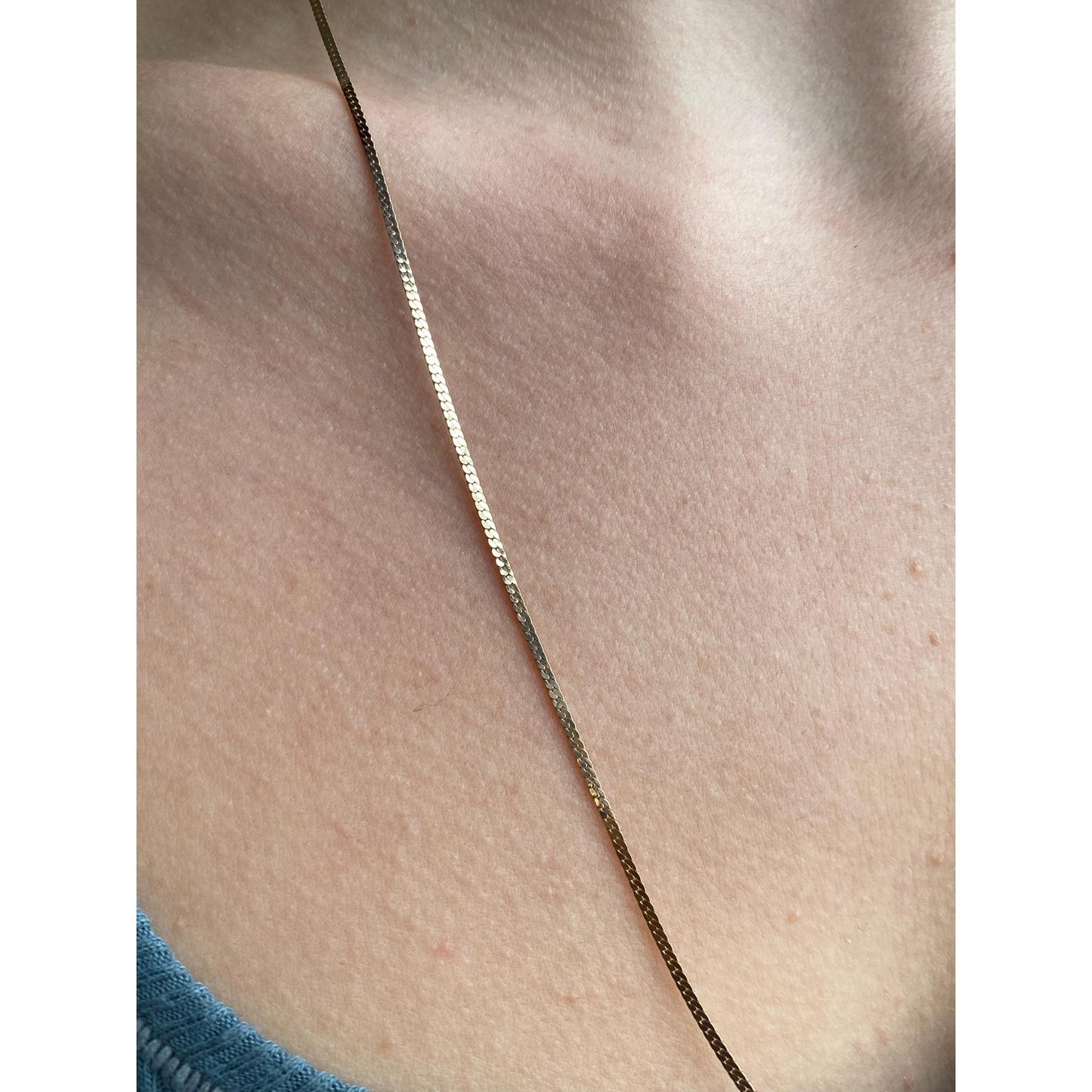 Vintage Solid 14k Yellow Gold Long Flat Chain Necklace - 23.75 inches