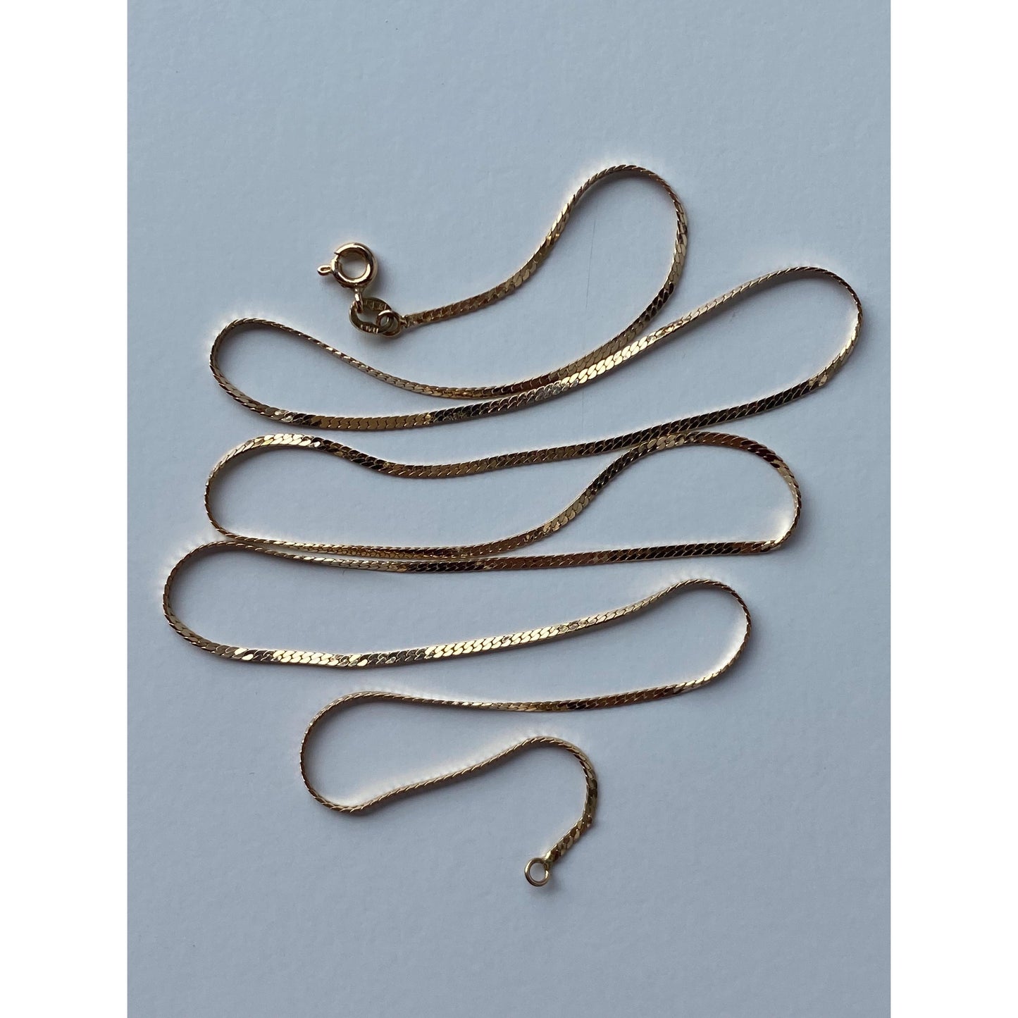 Vintage Solid 14k Yellow Gold Long Flat Chain Necklace - 23.75 inches