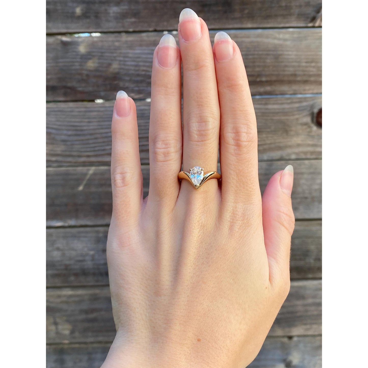 Solid 14k Yellow Gold Cubic Zirconia Teardrop Ring - Size 8.75