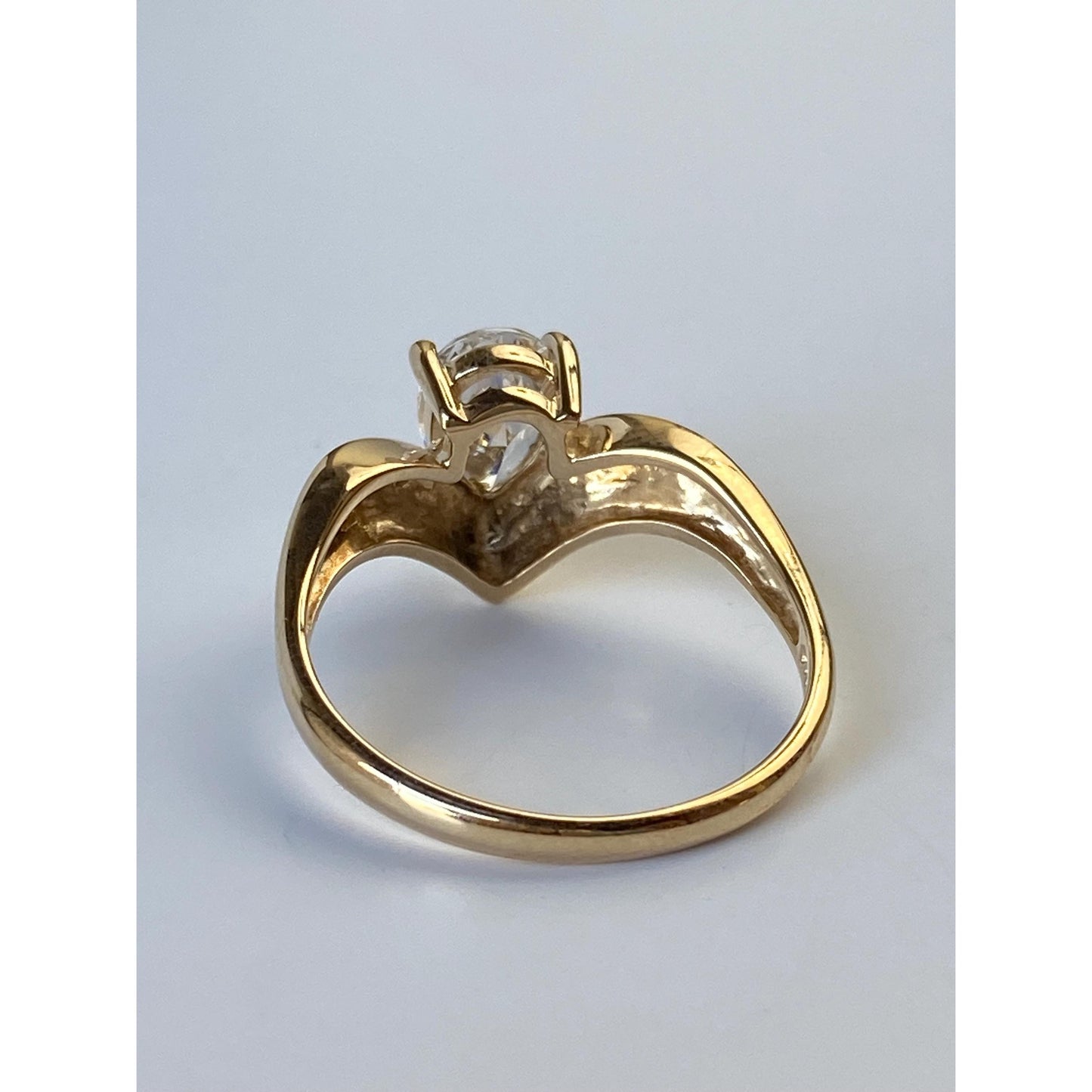 Solid 14k Yellow Gold Cubic Zirconia Teardrop Ring - Size 8.75