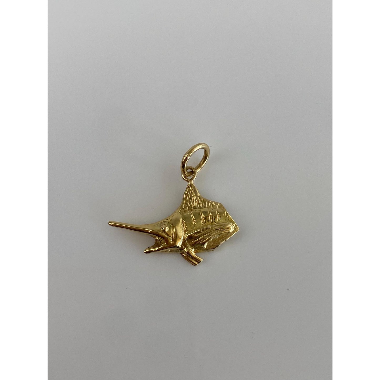 Vintage Solid 18k Yellow Gold Marlin Charm