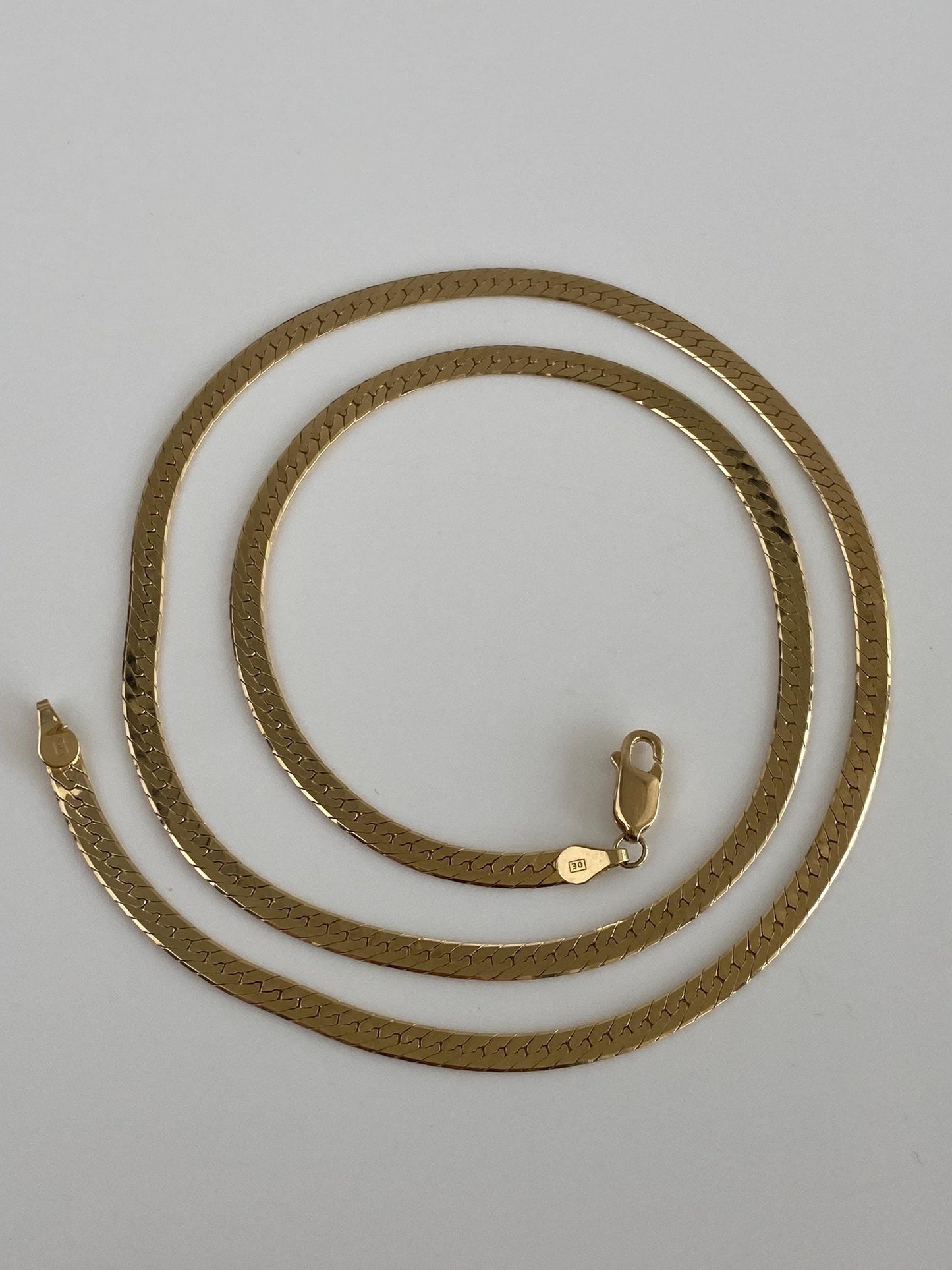 Vintage Solid 14k Yellow Gold Herringbone Chain Necklace - 20.5 inches