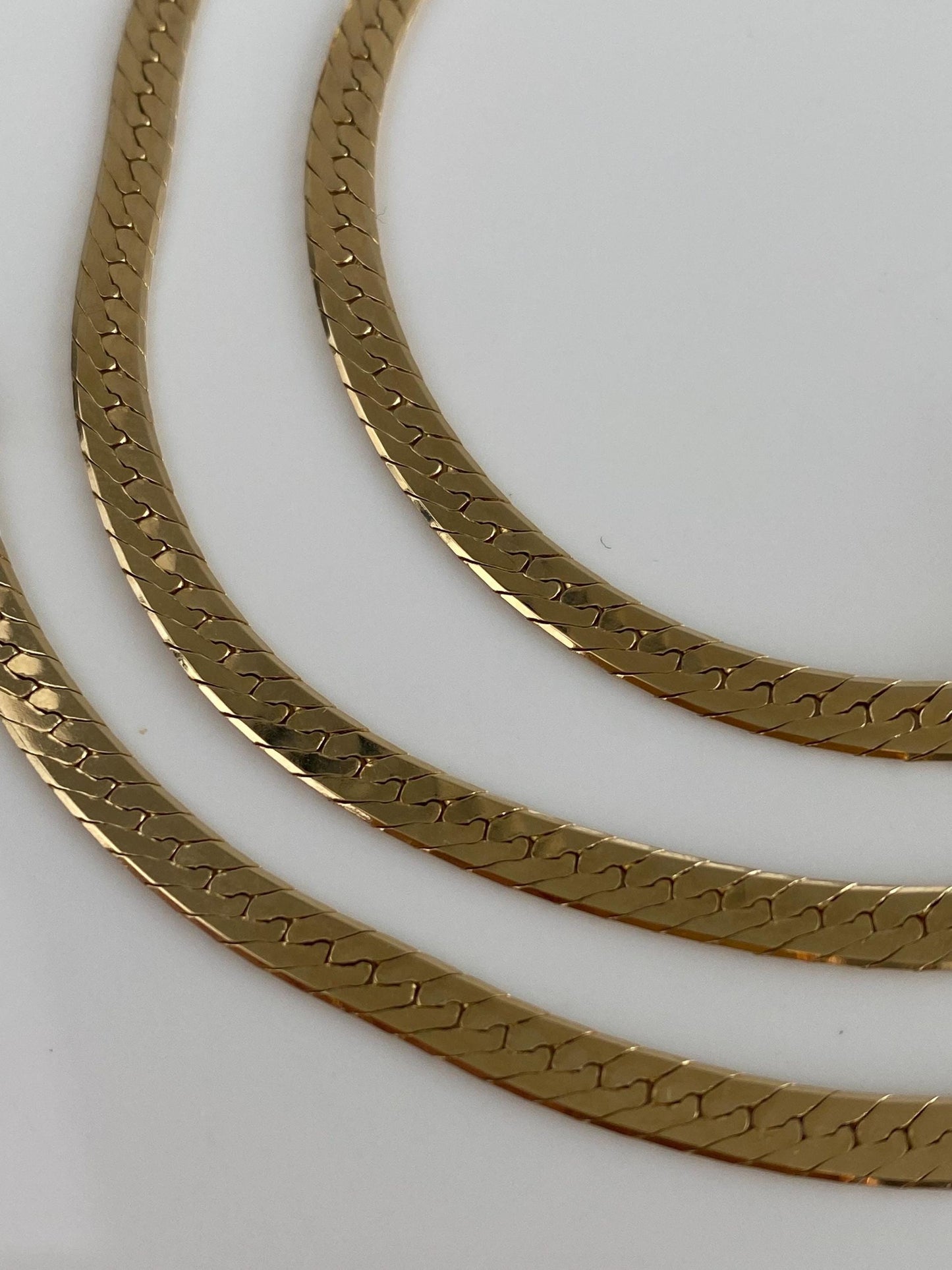 Vintage Solid 14k Yellow Gold Herringbone Chain Necklace - 20.5 inches
