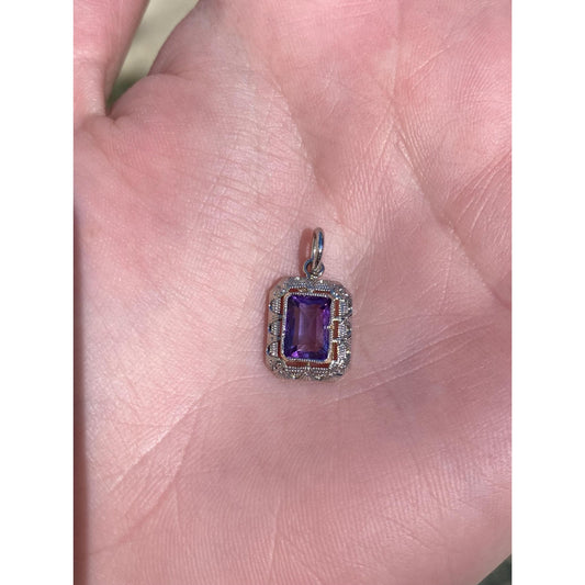Vintage Solid 14k White Gold Amethyst Art Deco Stick Pin Charm