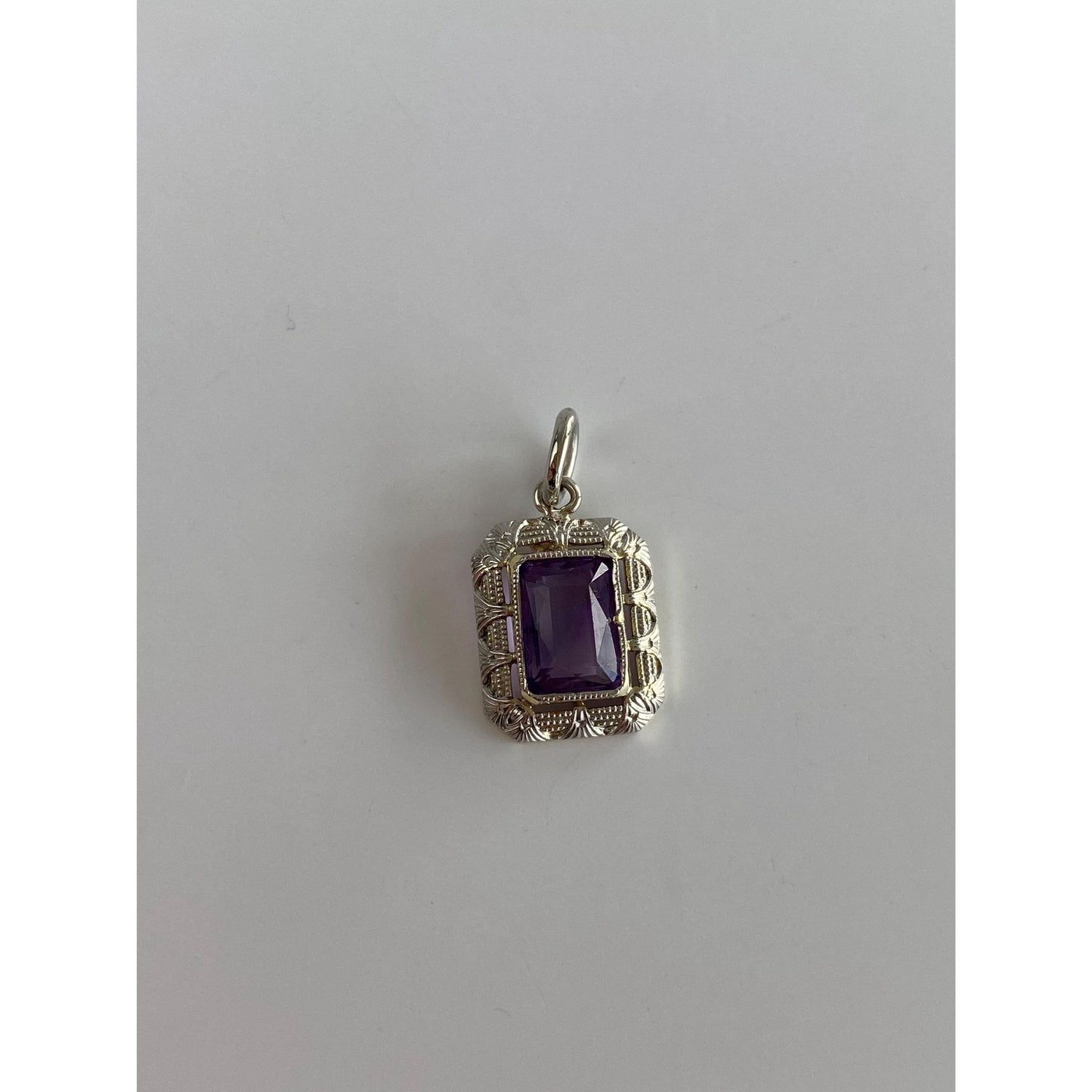 Vintage Solid 14k White Gold Amethyst Art Deco Stick Pin Charm