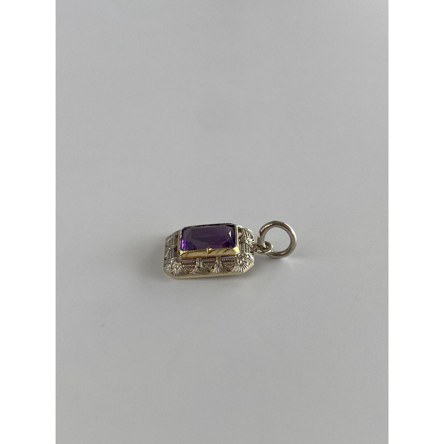 Vintage Solid 14k White Gold Amethyst Art Deco Stick Pin Charm