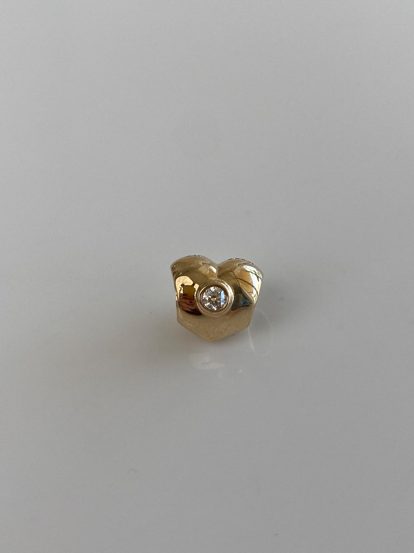 Solid 14k Yellow Gold Diamond Heart Slide Charm
