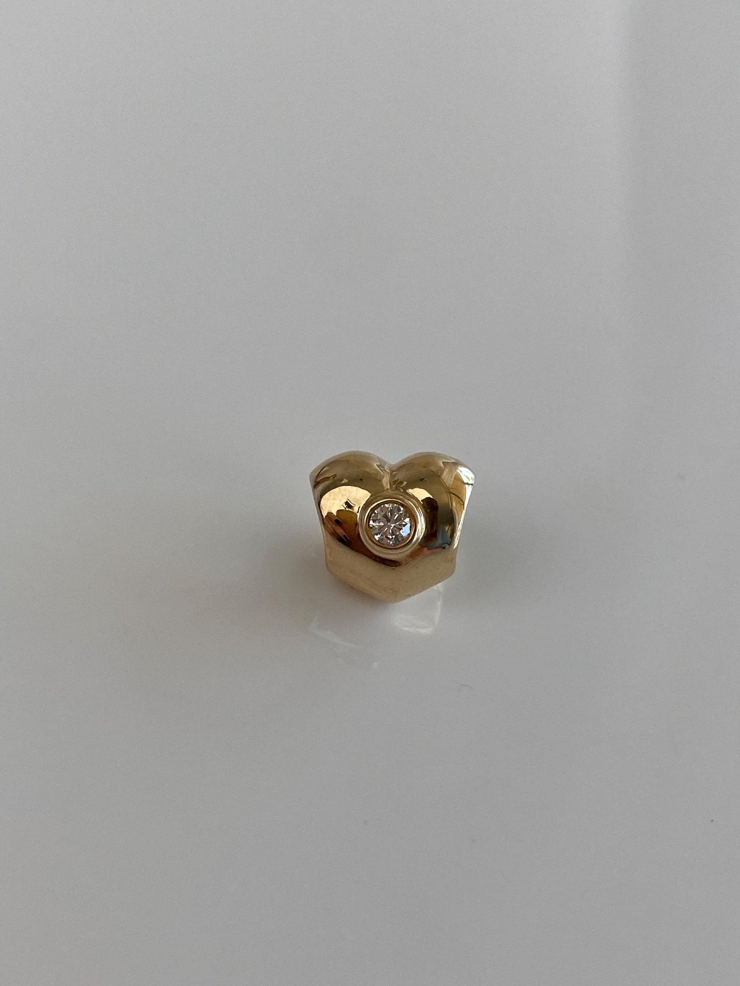 Solid 14k Yellow Gold Diamond Heart Slide Charm